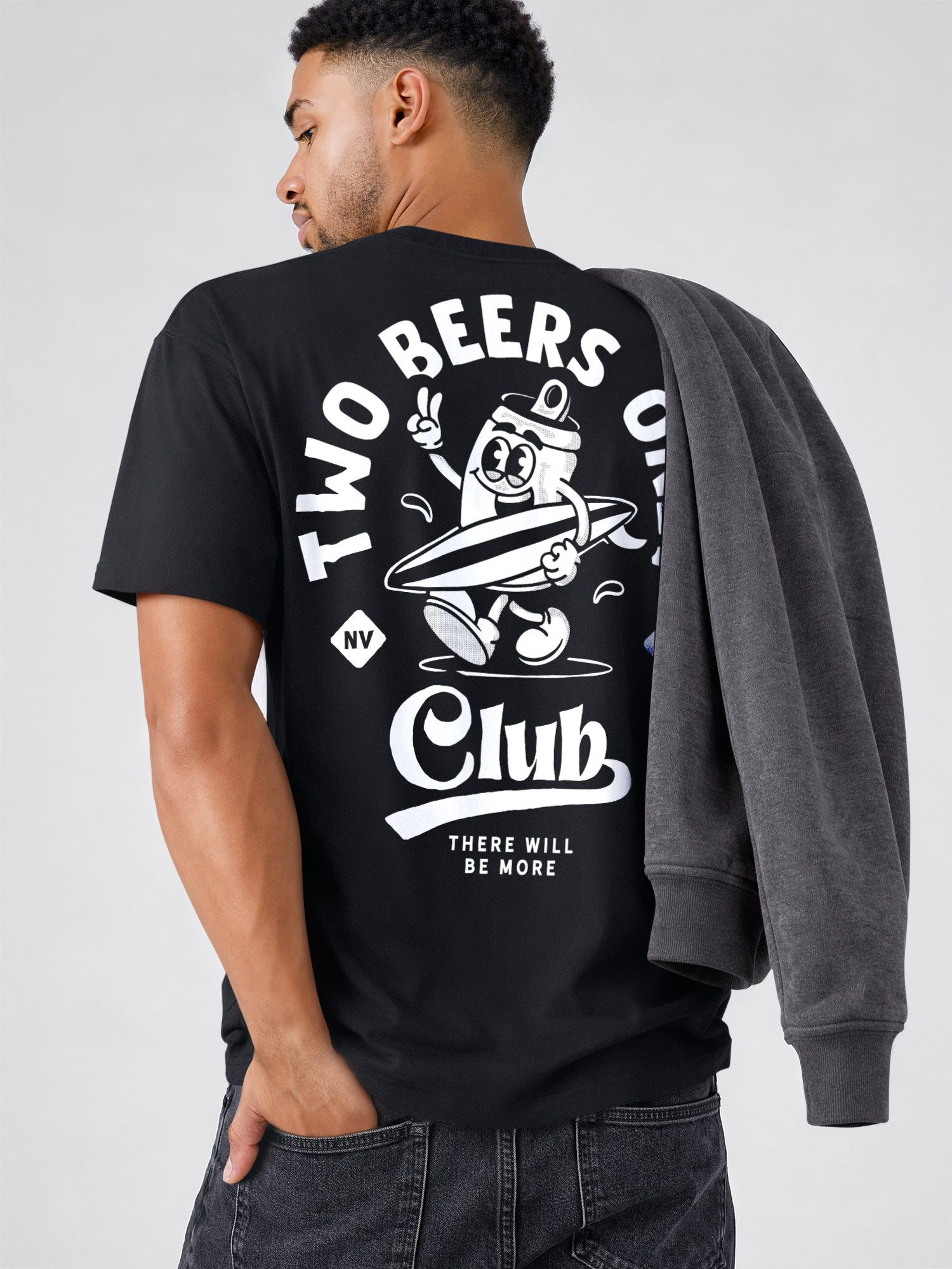 Neverless Oversize-Shirt Herren T-Shirt - Two Beers only - Relaxed Fit Sommer Fashion mit Print – Bild 5 von 5