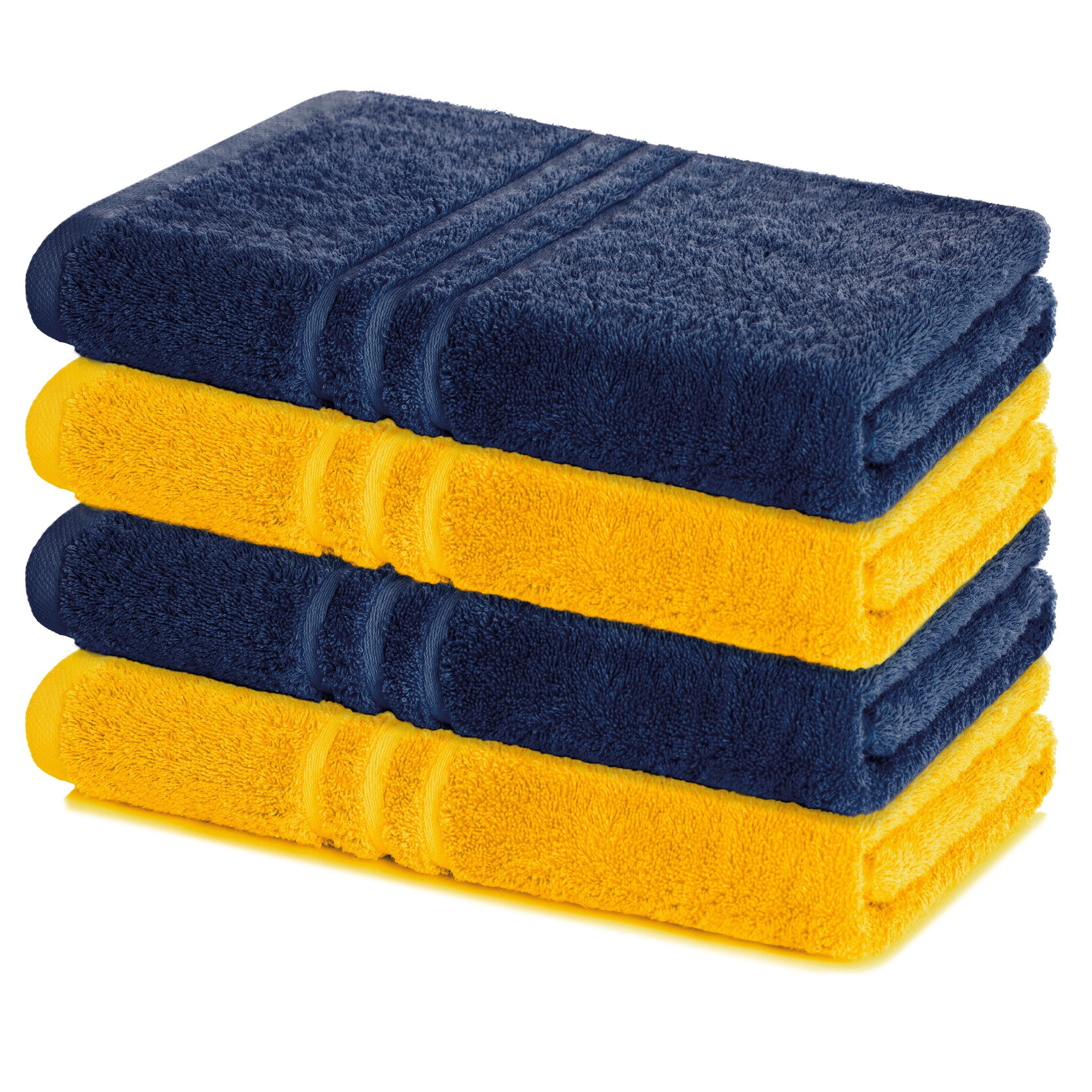 Lavea Duschtücher 4er Set Duschtuch 70 x 140 cm, Elena Frottee Handtücher, (Set, 4-St), Dusch-Handtuch, 500 g/m² Frottier, weich & saugstark, pflegeleicht