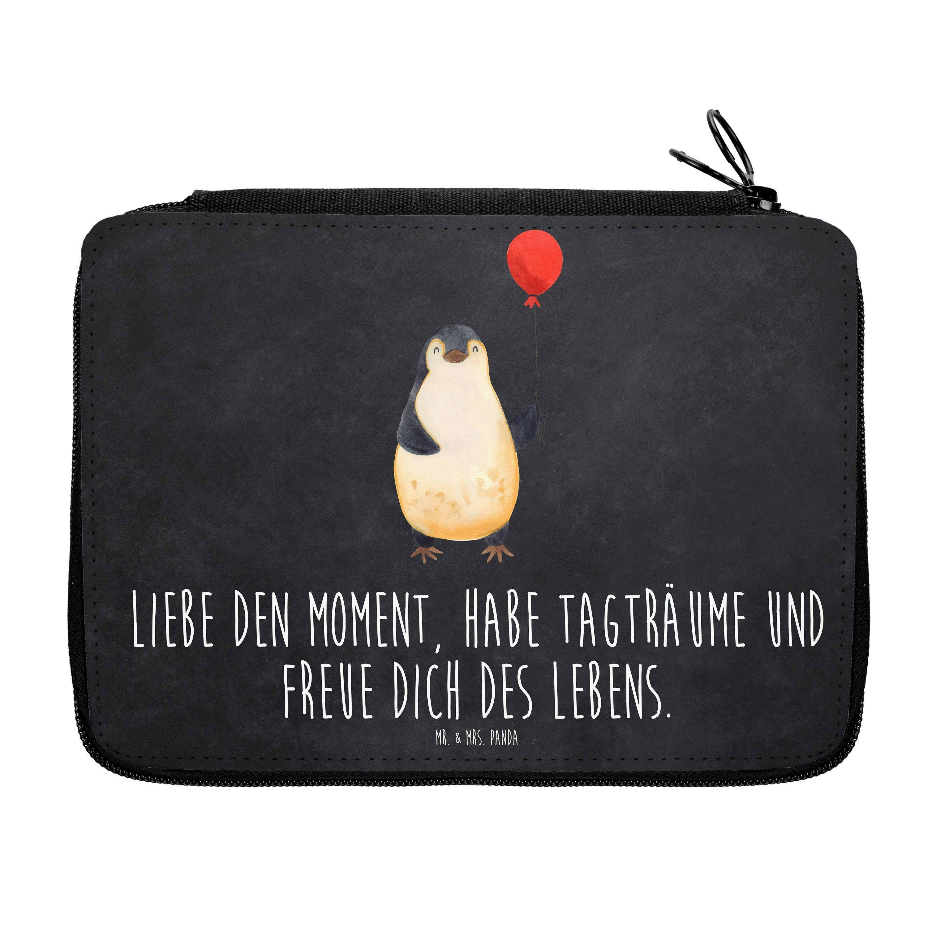 Mr. & Mrs. Panda Federmäppchen Pinguin Luftballon - Kreidetafel - Geschenk, neues Leben, Federmappe, (1-tlg)