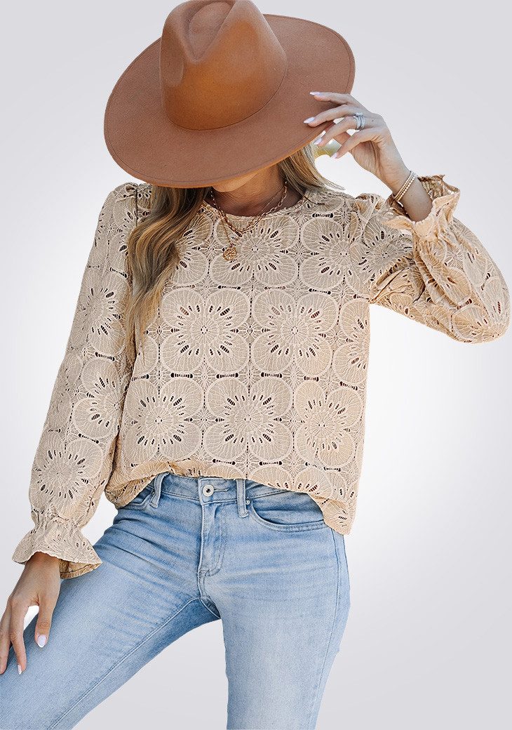 Cupshe Blusentop Romantisches Strick Top aus Spitze