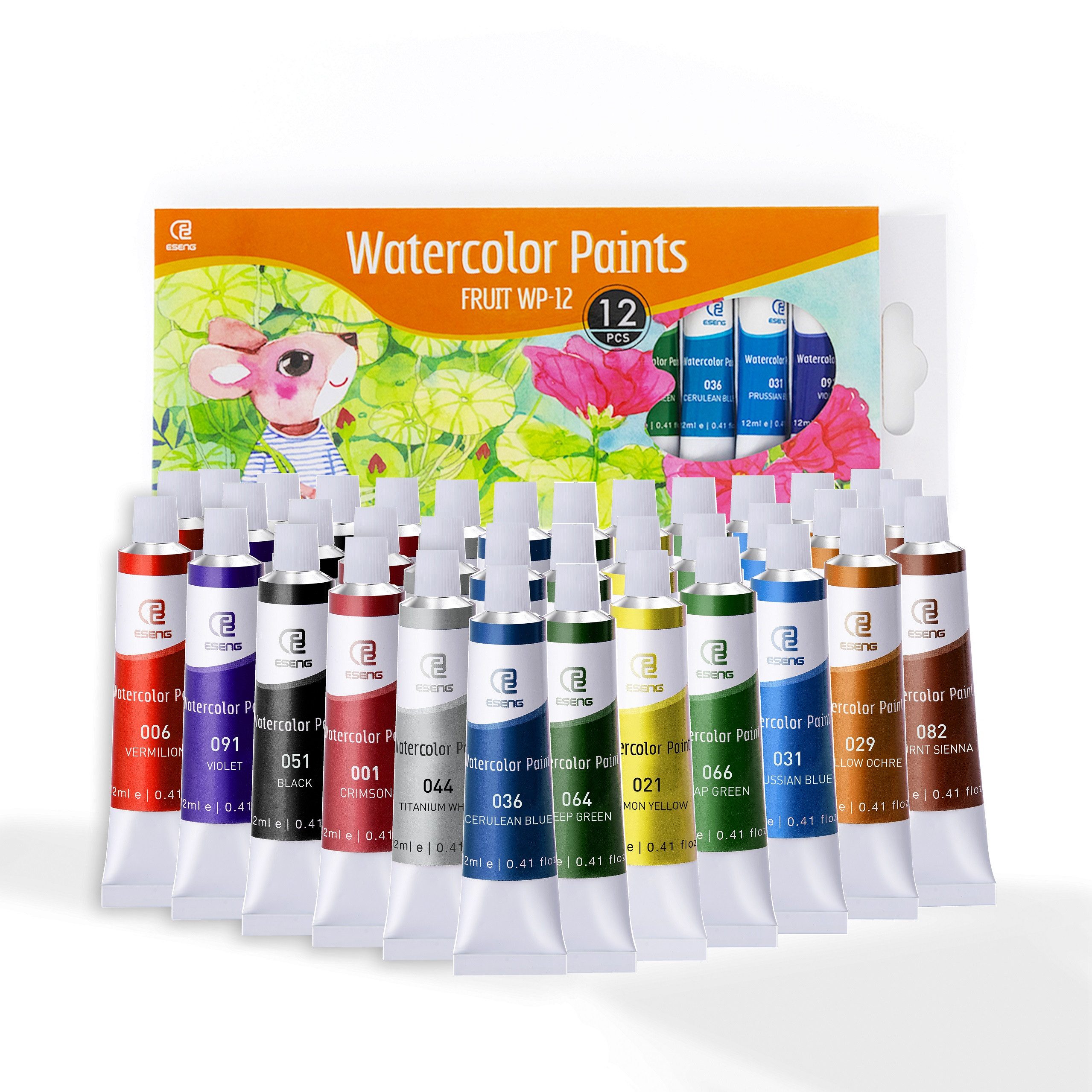 ESENG Aquarellfarbe FRUIT WP-12, 12-ml-Tuben, 12 Farben