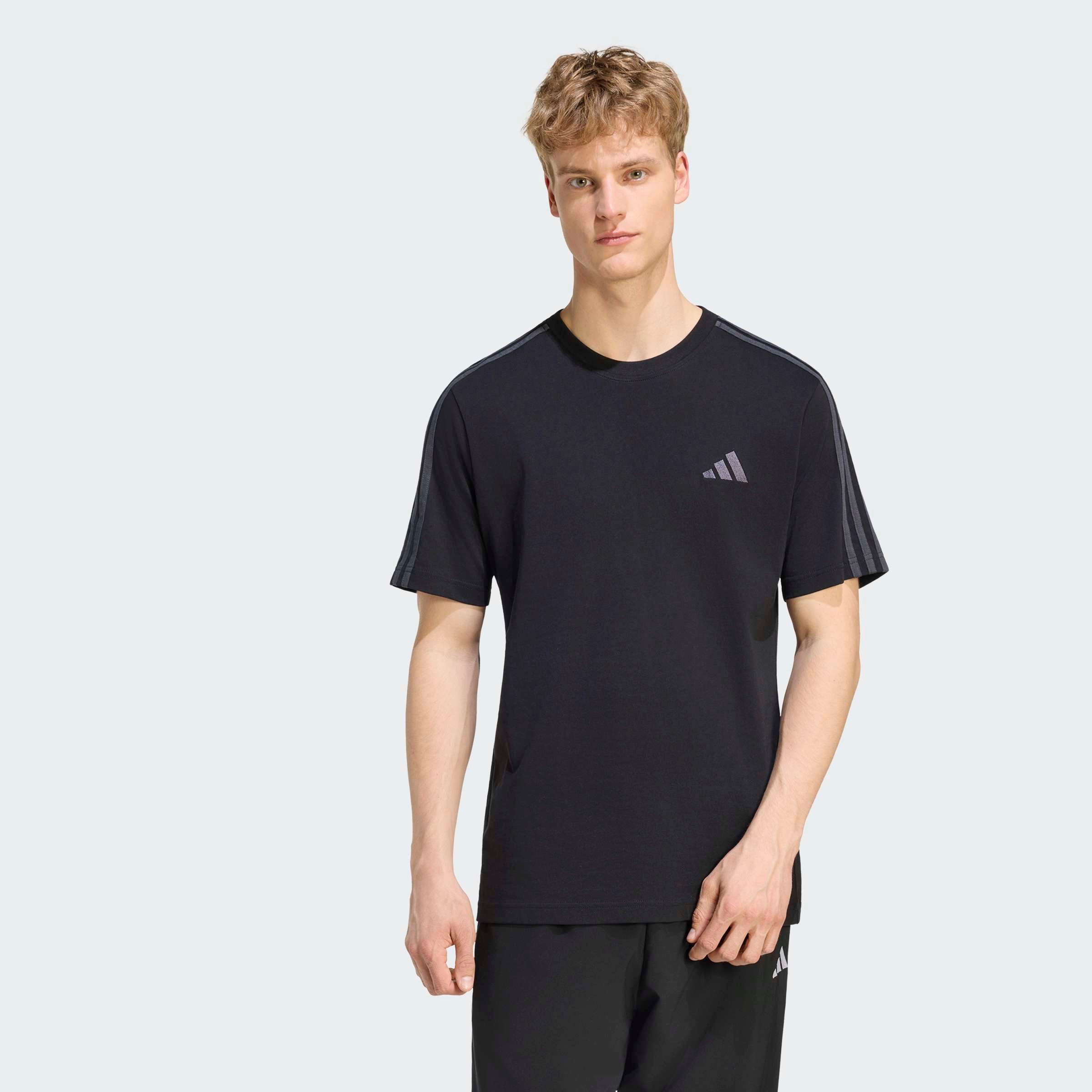 adidas Sportswear T-Shirt ESSENTIALS 3-STREIFEN, SINGLE JERSEY, BRANDING LINKE SCHULTER