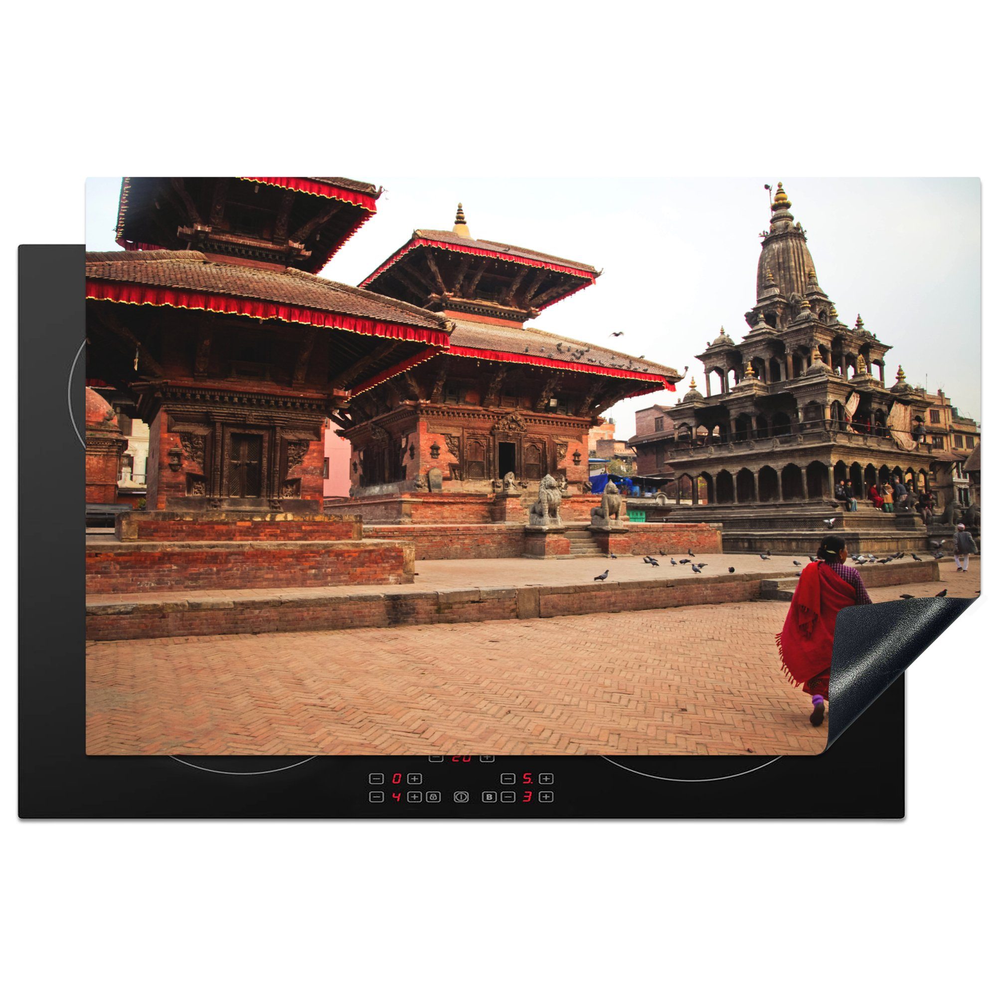MuchoWow Herdblende-/Abdeckplatte Kathmandu Durbar-Platz, Vinyl, (1 tlg), 81x52 cm, Induktionskochfeld Schutz für die küche, Ceranfeldabdeckung