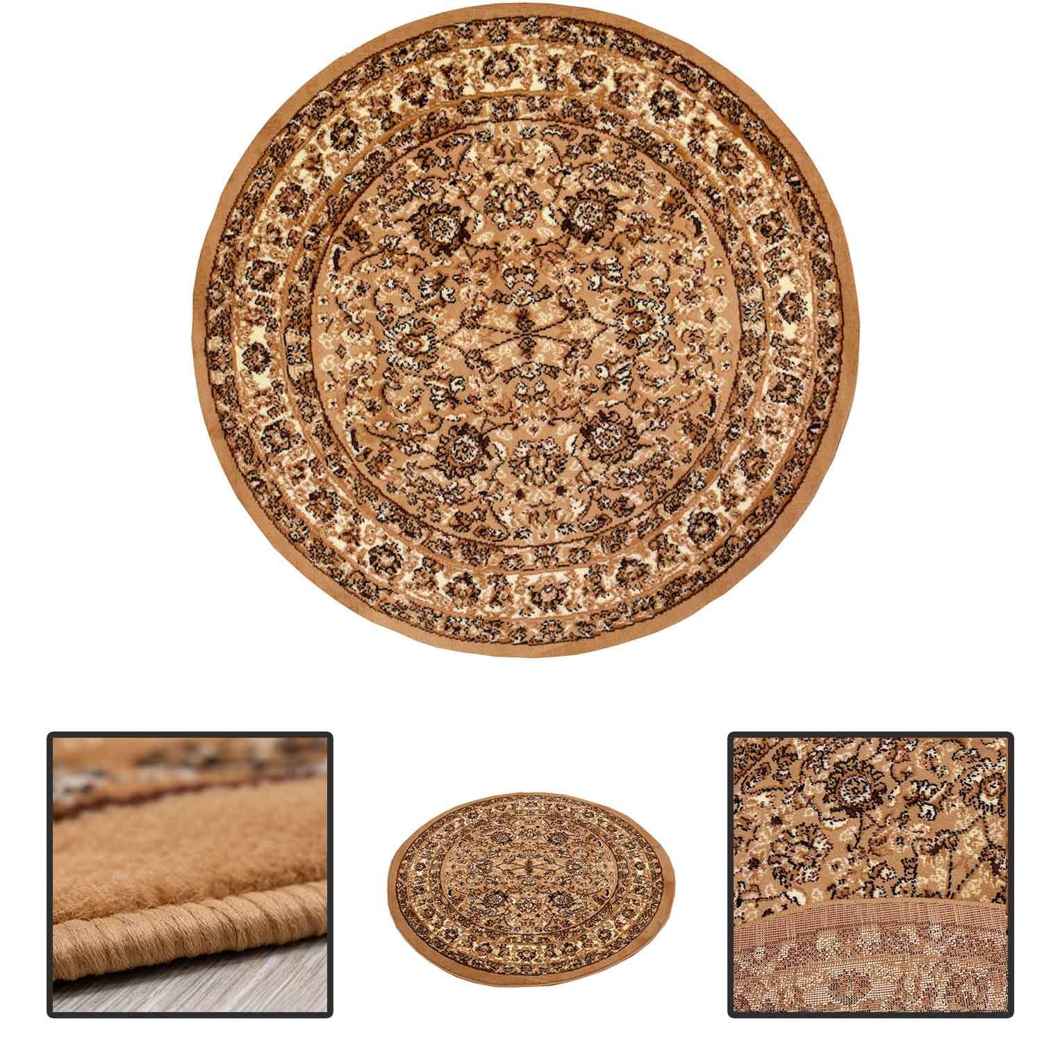 Vimoda Orientteppich Klassischer Teppich Kurzflor in Grün, Beige, Rot & Grau, Rechteckig, Höhe: 6 mm, Kunstvollem Klassik Muster Blumen GRÜN, Braun & Schwarz – Bild 5 von 5