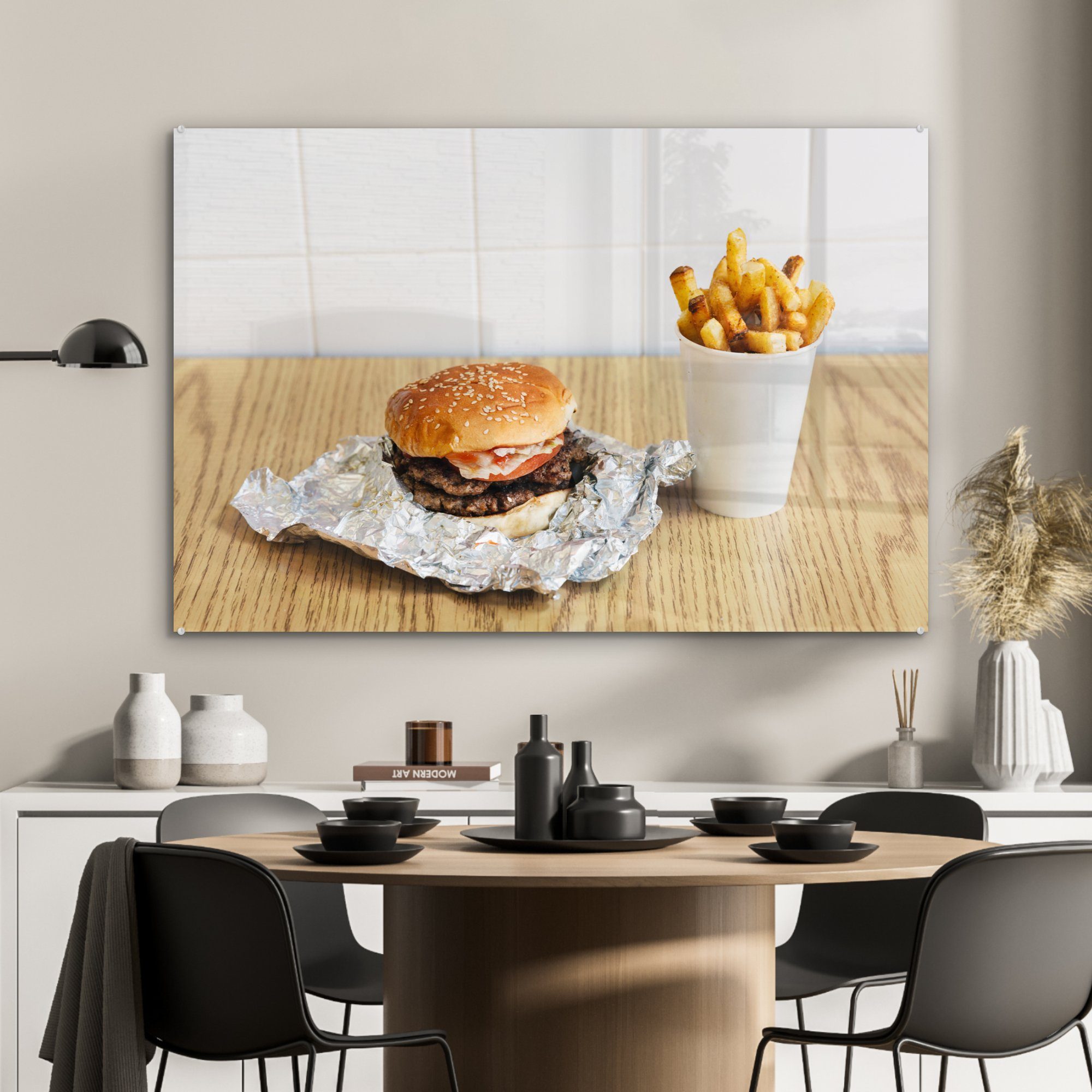 Food Schlafzimmer MuchoWow Wohnzimmer (1 Acrylglasbilder Fast & Acrylglasbild auf St), Holztischplatte,