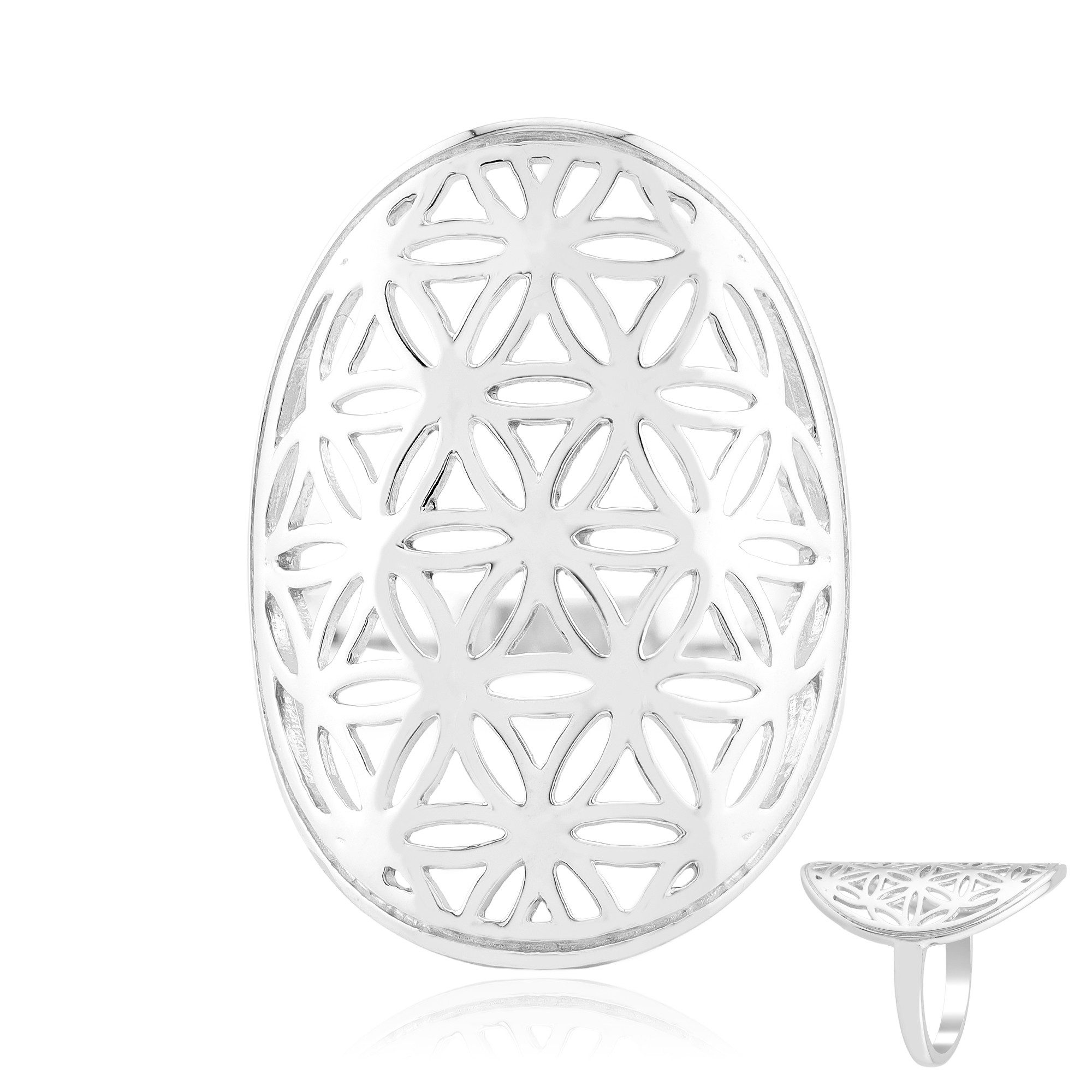 Silberring Cavill Ring aus 925 Sterlingsilber, oval, filigranes Cutout-Design