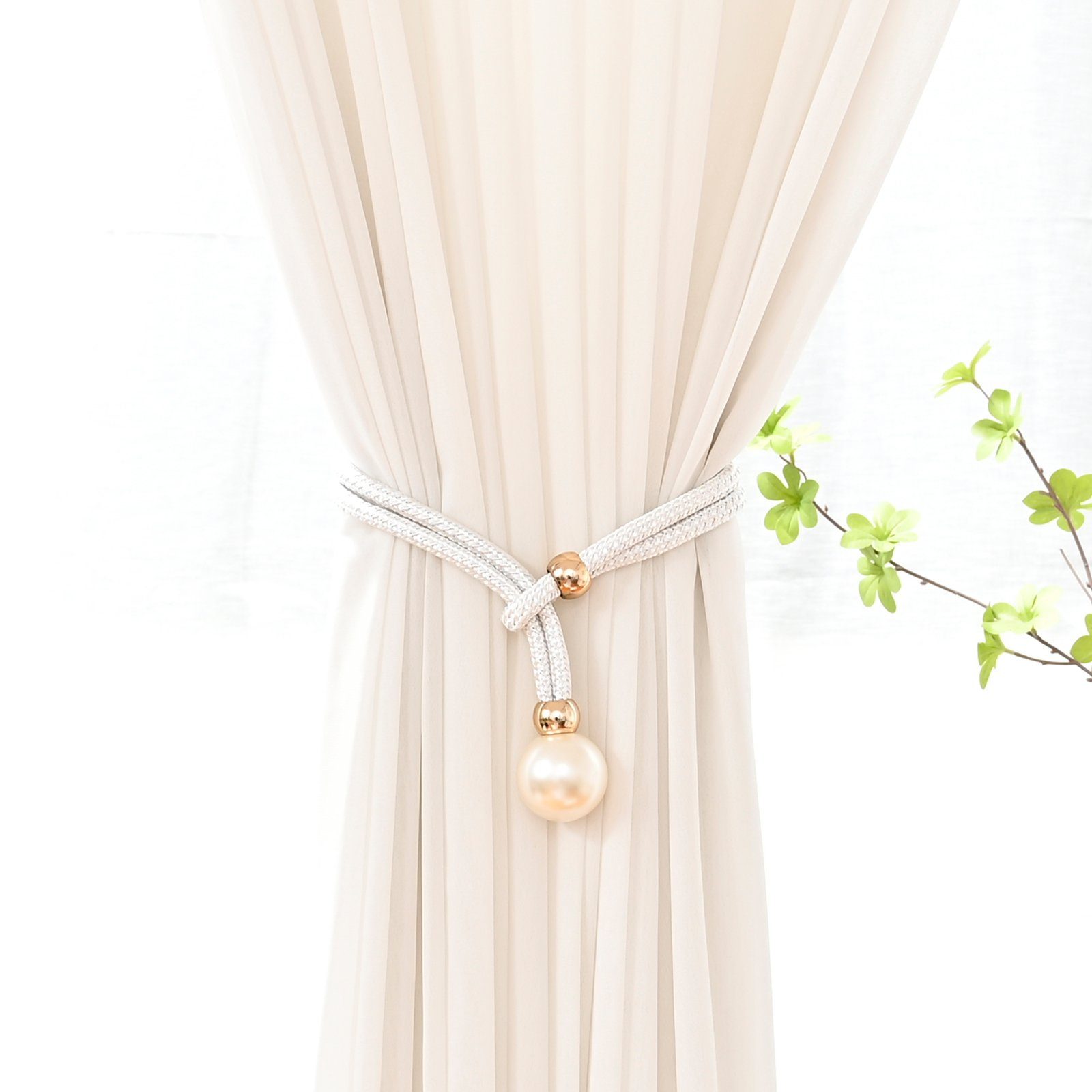 Rosnek Raffhalter 4 cm Durchmesser, Perle, für Wohnzimmer Schlafzimmer Deko günstig online kaufen