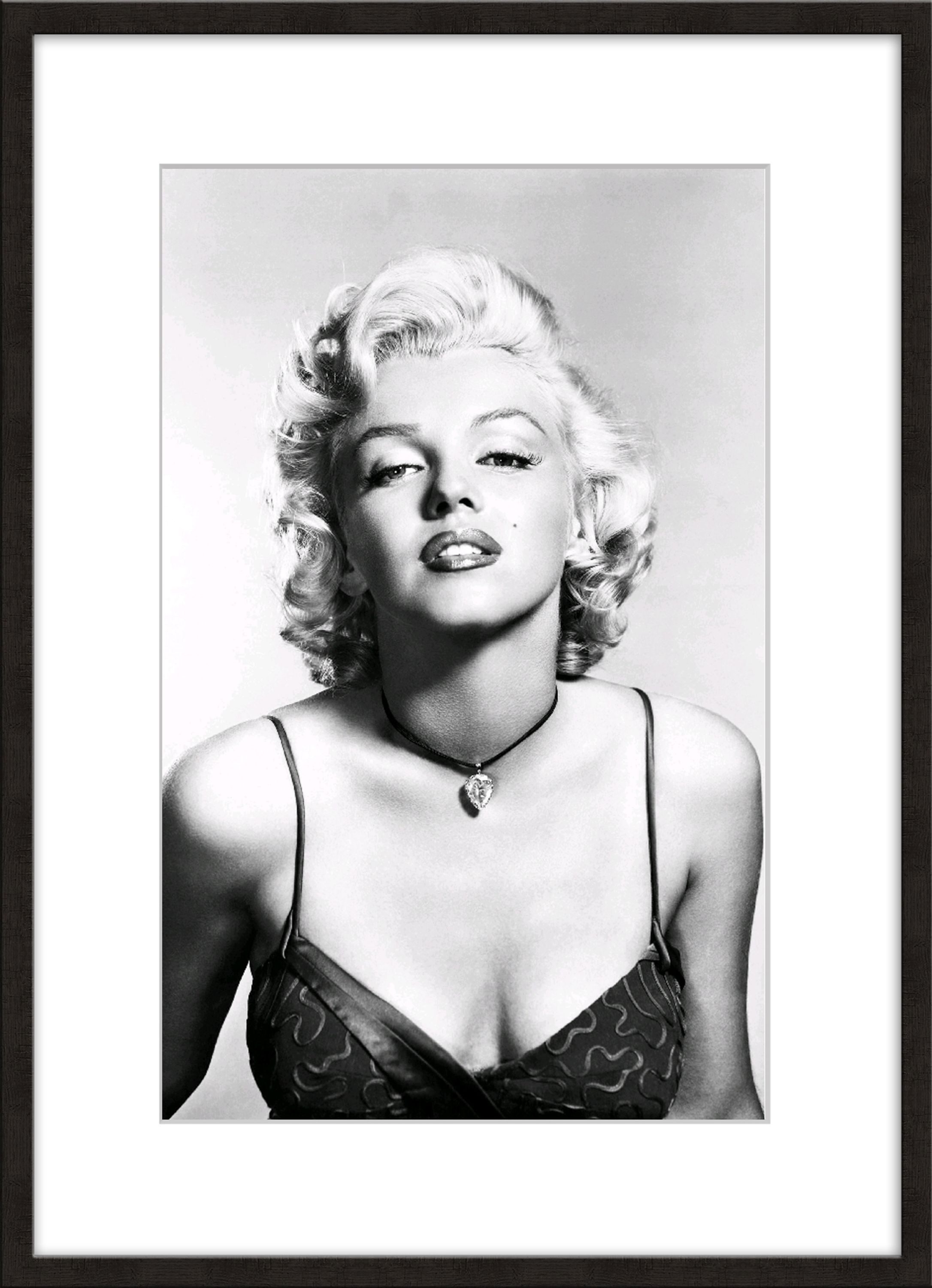 artissimo Bild mit Rahmen Gerahmtes Poster 50x70 cm / Wandbild Schwarz-Weiß / Vintage Deko, Hollywood-Stars: Marilyn Monroe in Schwarz-Weiß