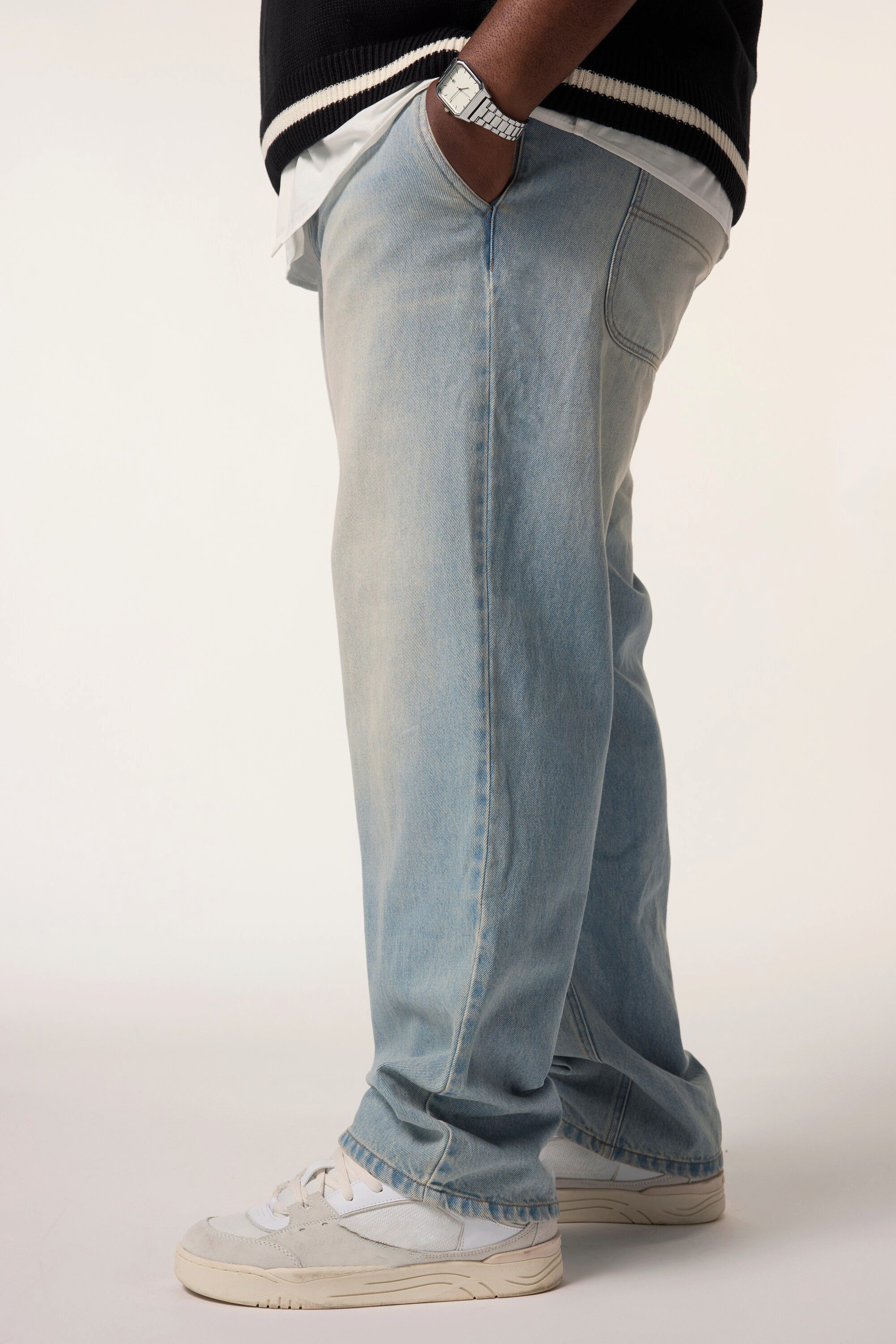 STHUGE 5-Pocket-Jeans Jeans Baggy Fit 5-Pocket bleached Denim – Bild 4 von 5