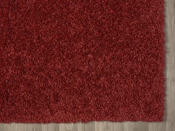 Teppich Hochflor Teppich SHAGGY weinrot rechteckig diverse Größen, LebensWohnArt, Höhe: 3.7 mm