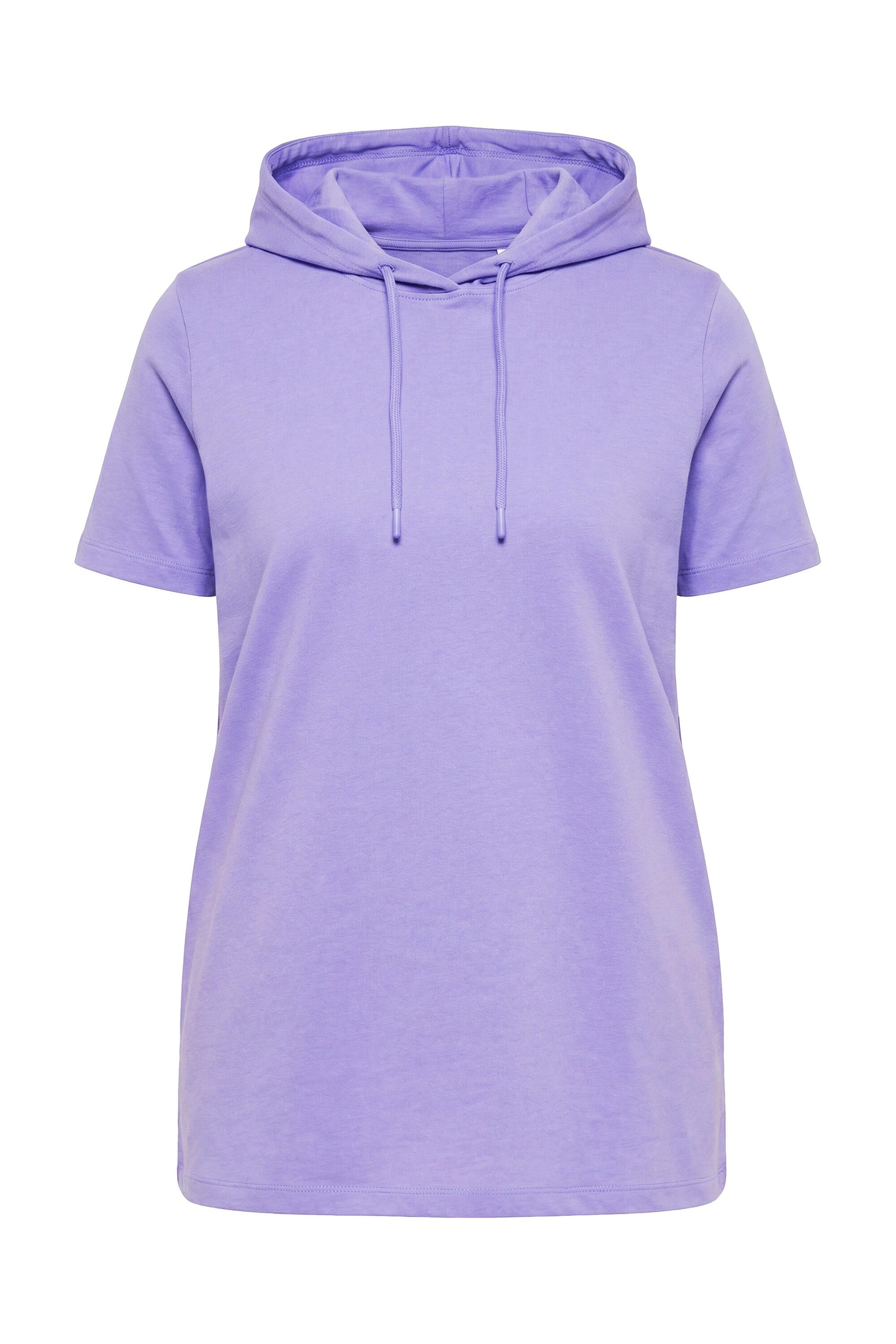 Sweatshirt Hoodie Comfort Fit Melange-Sweat Kapuze Halbarm