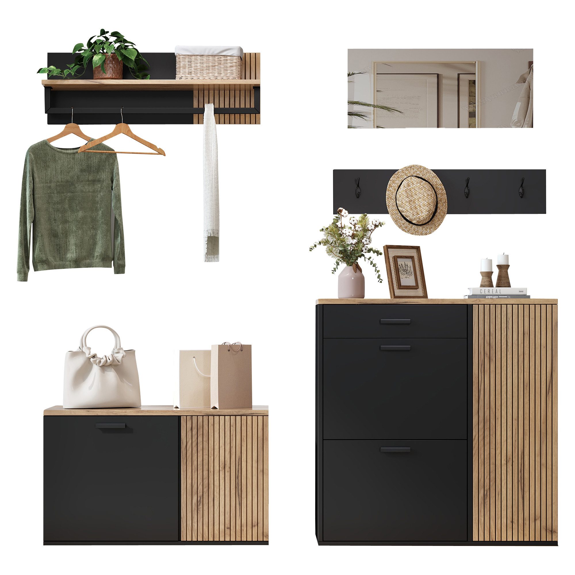 KLAM HOME Garderoben-Set 5-teiliges Flur-Set, Schrank, günstig online kaufen
