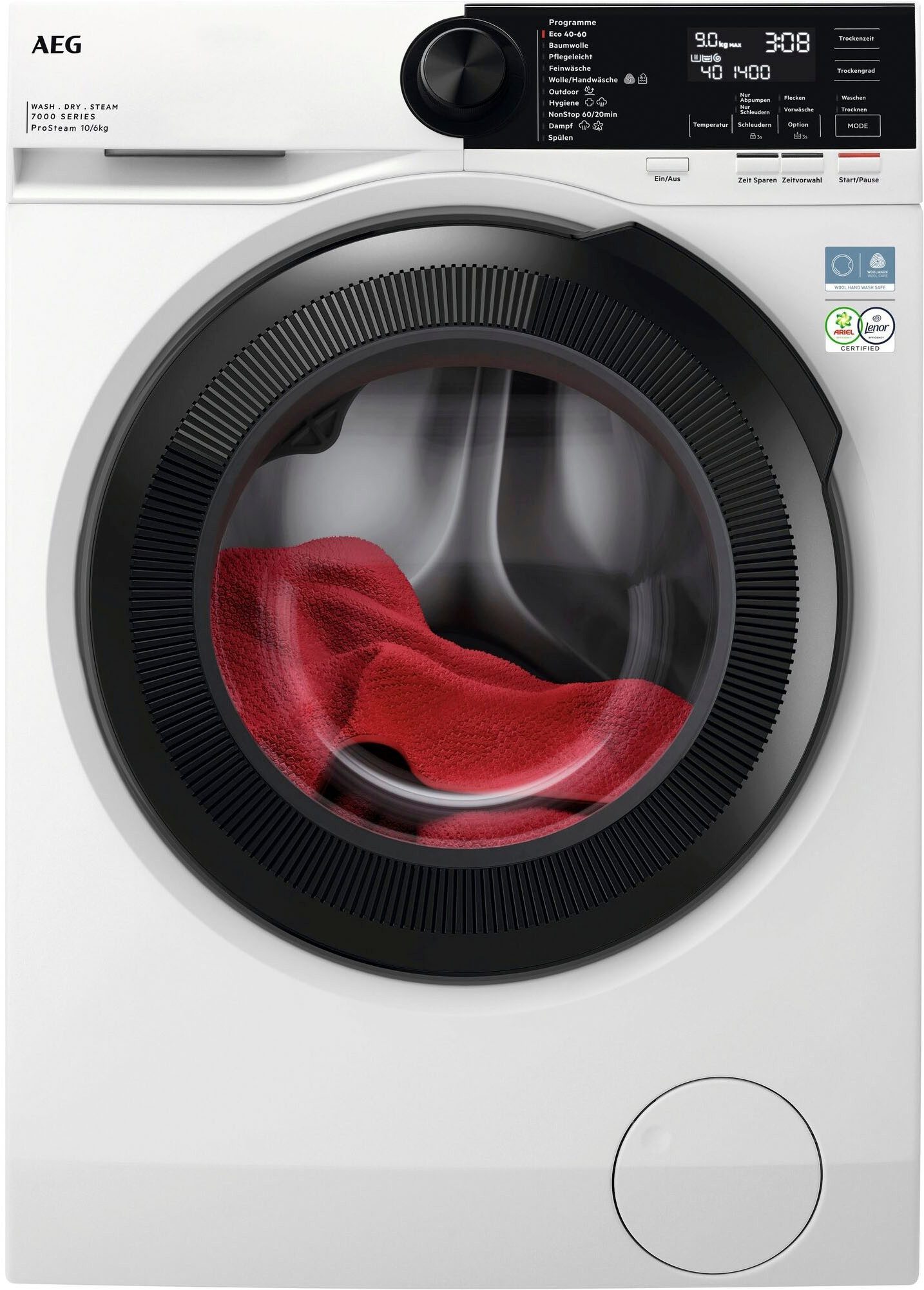 AEG Waschtrockner 7000 ProSteam® LWR7F65605, 10 kg, 6 kg, 1600 U/min, ProSteam®: Auffrischen mit Dampf statt Waschen und 96 % Wasser sparen