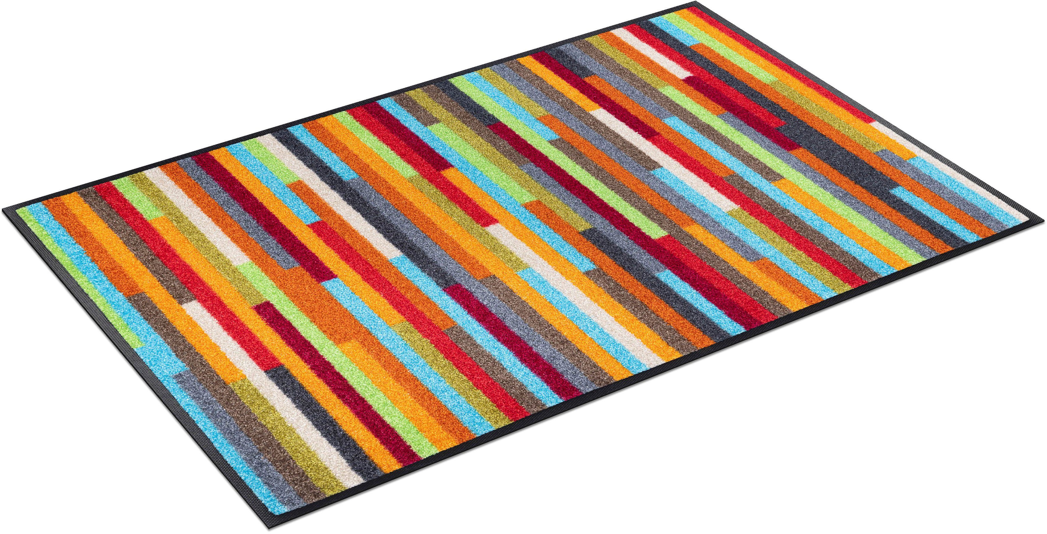 Fußmatte Mikado Stripes, wash+dry by Kleen-Tex, rechteckig, Höhe: 7 mm, Schmutzfangläufer, modernes Streifen Design, rutschhemmend, waschbar bunt | Fußmatten
