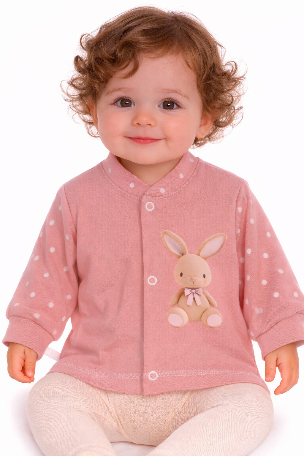 Langarmshirt Baby Hemdchen T-Shirt Erstlingsshirt in Rosa mit Hasen Erstlingsshirt