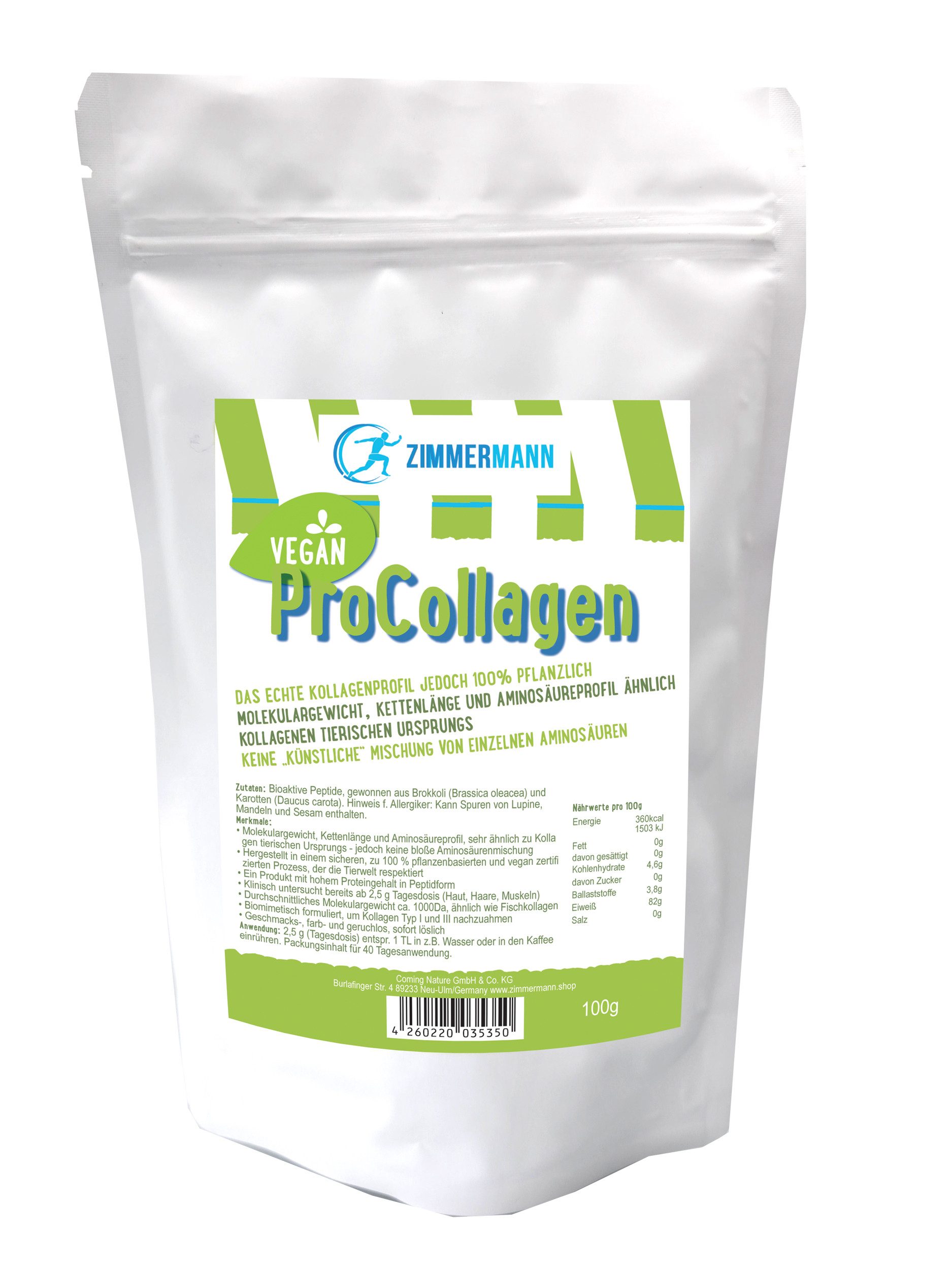 Zimmermann Vegan ProCollagen Pulver 100g Vegetabil-biomimetic peptides Pulver