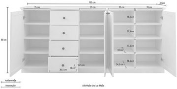 Home affaire Sideboard Örebro, zeitloser Landhausstil, mit Vollauszug