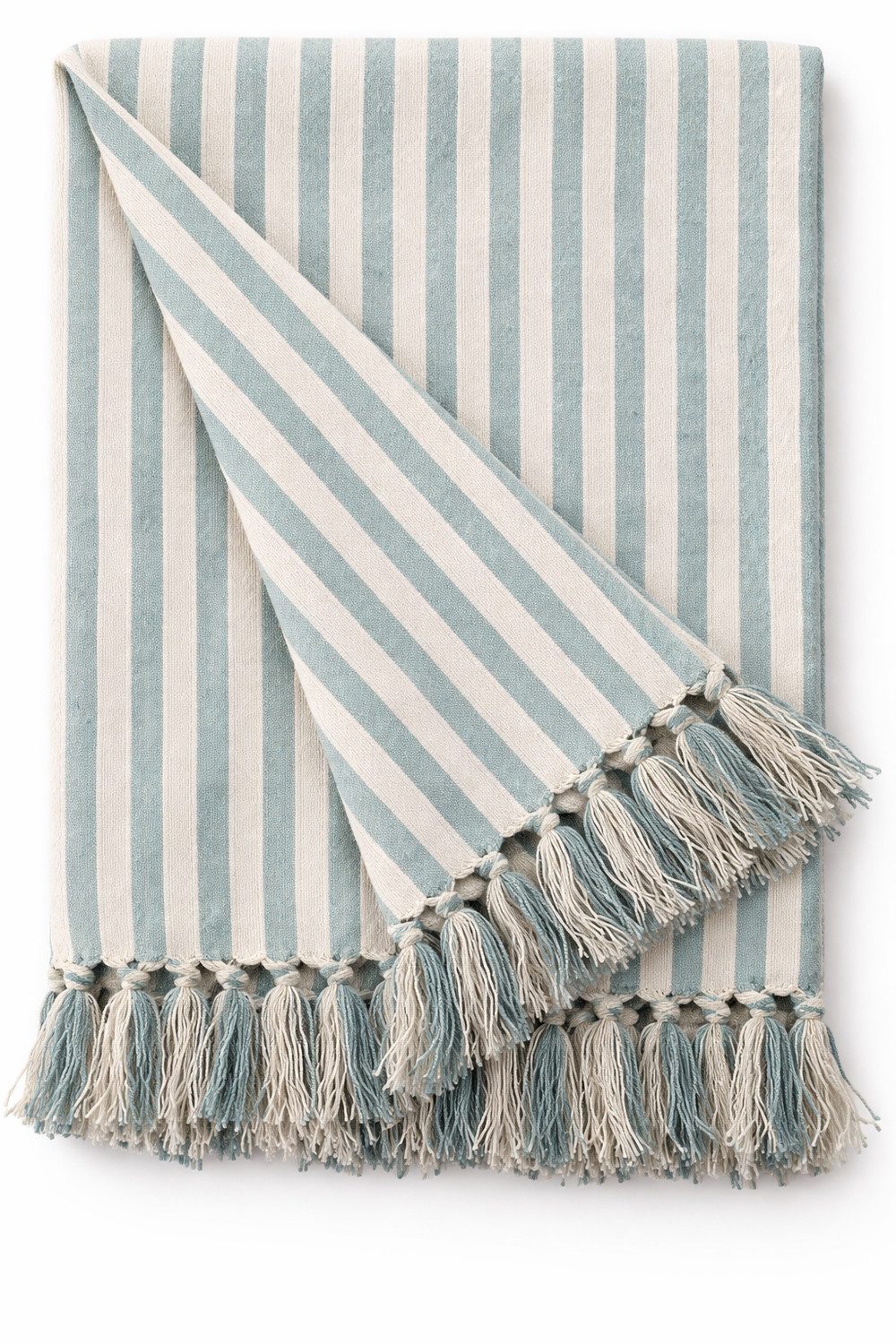 Wohndecke Türkis Streifen, AU Maison, Gestreift 100 % Baumwolle mit Fransen 130x180 cm