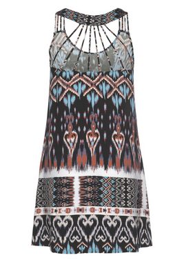 Buffalo Strandkleid mit besonderem Trägerdesign und Ethnoprint, Minikleid, Sommerkleid