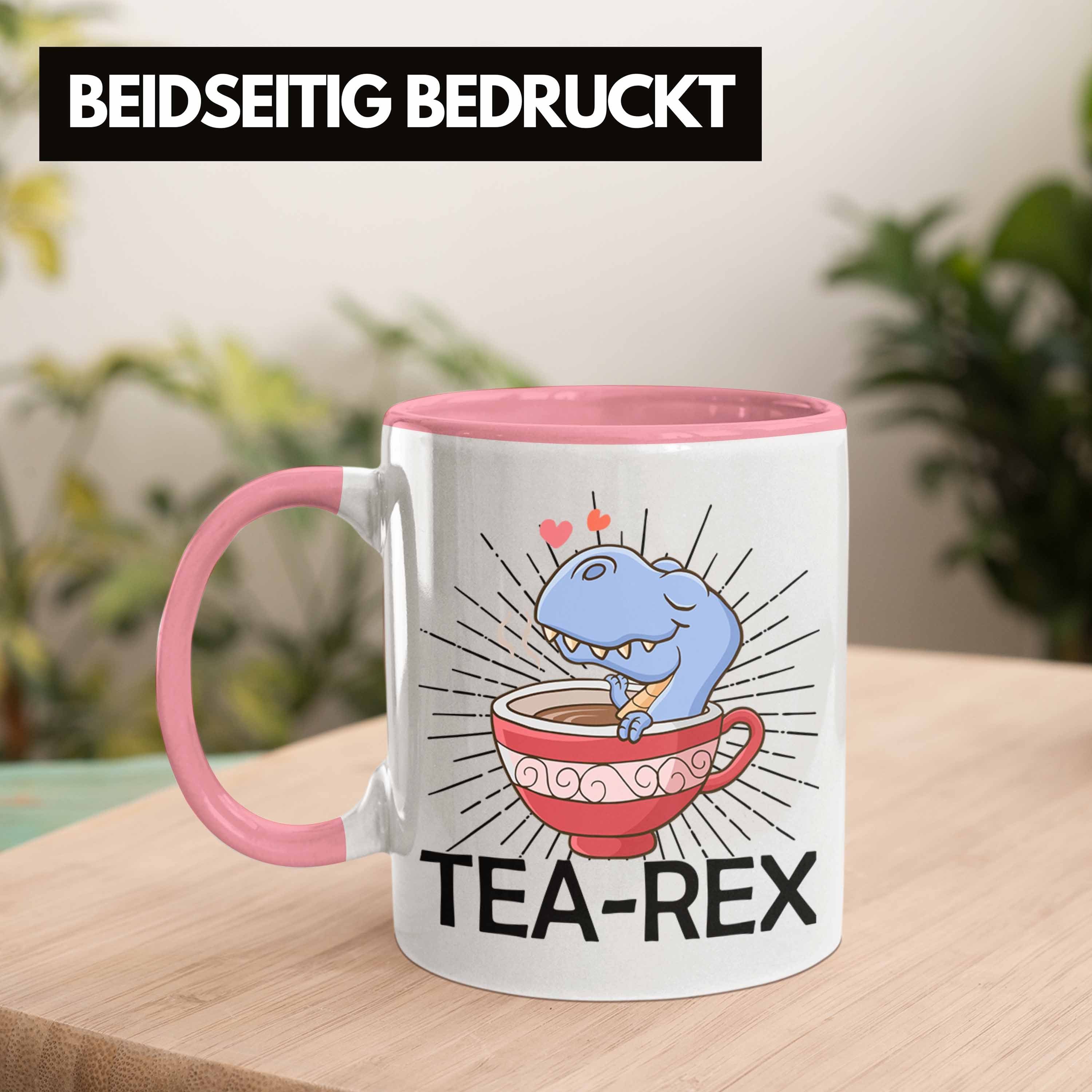 Dinosaurier T-Rex Tasse - Rex Trendation Rosa Geschenkidee Geschenk Trendation Wortspiel Tea Tasse