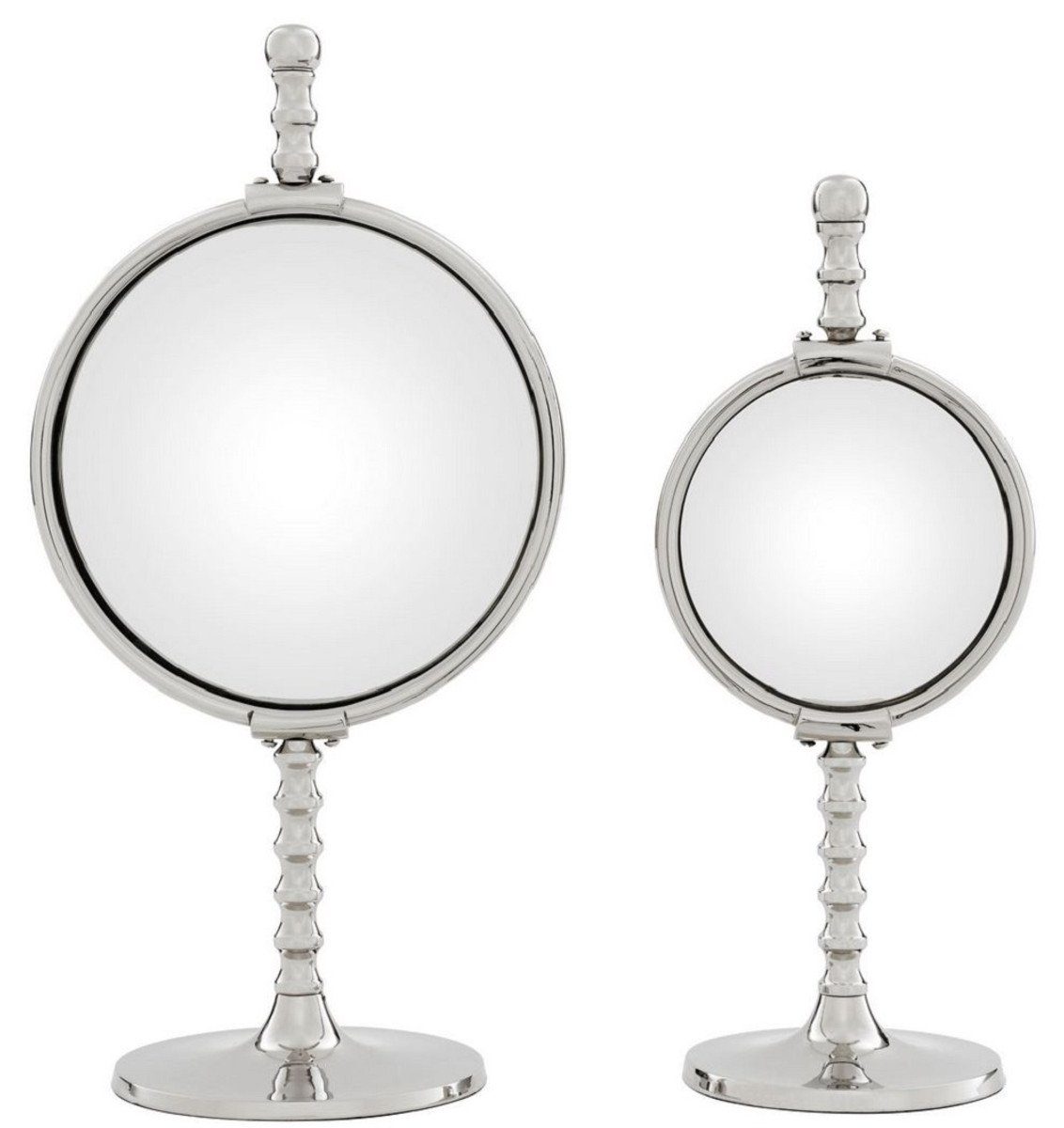Casa Padrino Spiegel konvexem - Silber Luxus Accessoires - Tischspiegel Spiegel Deko Spiegelglas Set 2 mit