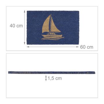 Fußmatte Fußmatte mit Segelschiff blau, relaxdays, Höhe: 15 mm