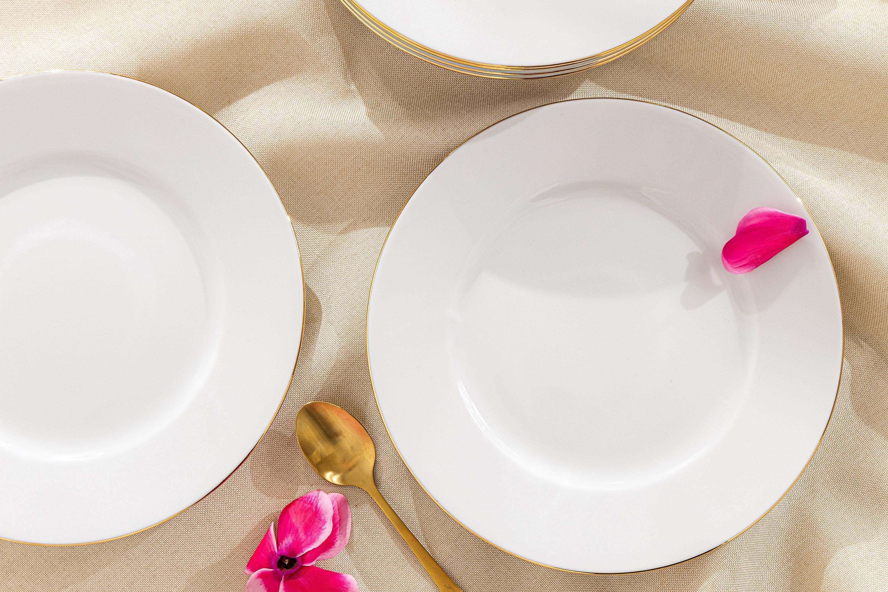 KONSIMO® Teller-Set MUSCARI Dessertteller (6-tlg), 6 Personen, Porzellan, Handwäsche, Rund