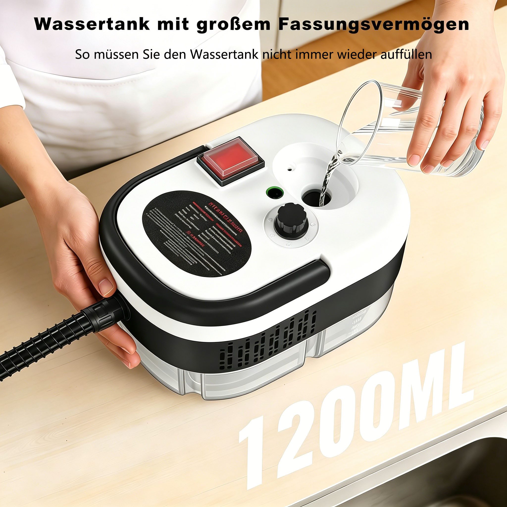 AKKEE Handdampfreiniger 2500W Dampfreiniger, tragbarer Reiniger, Küchenreiniger, 2500 W, 60 Min Betriebsdauer