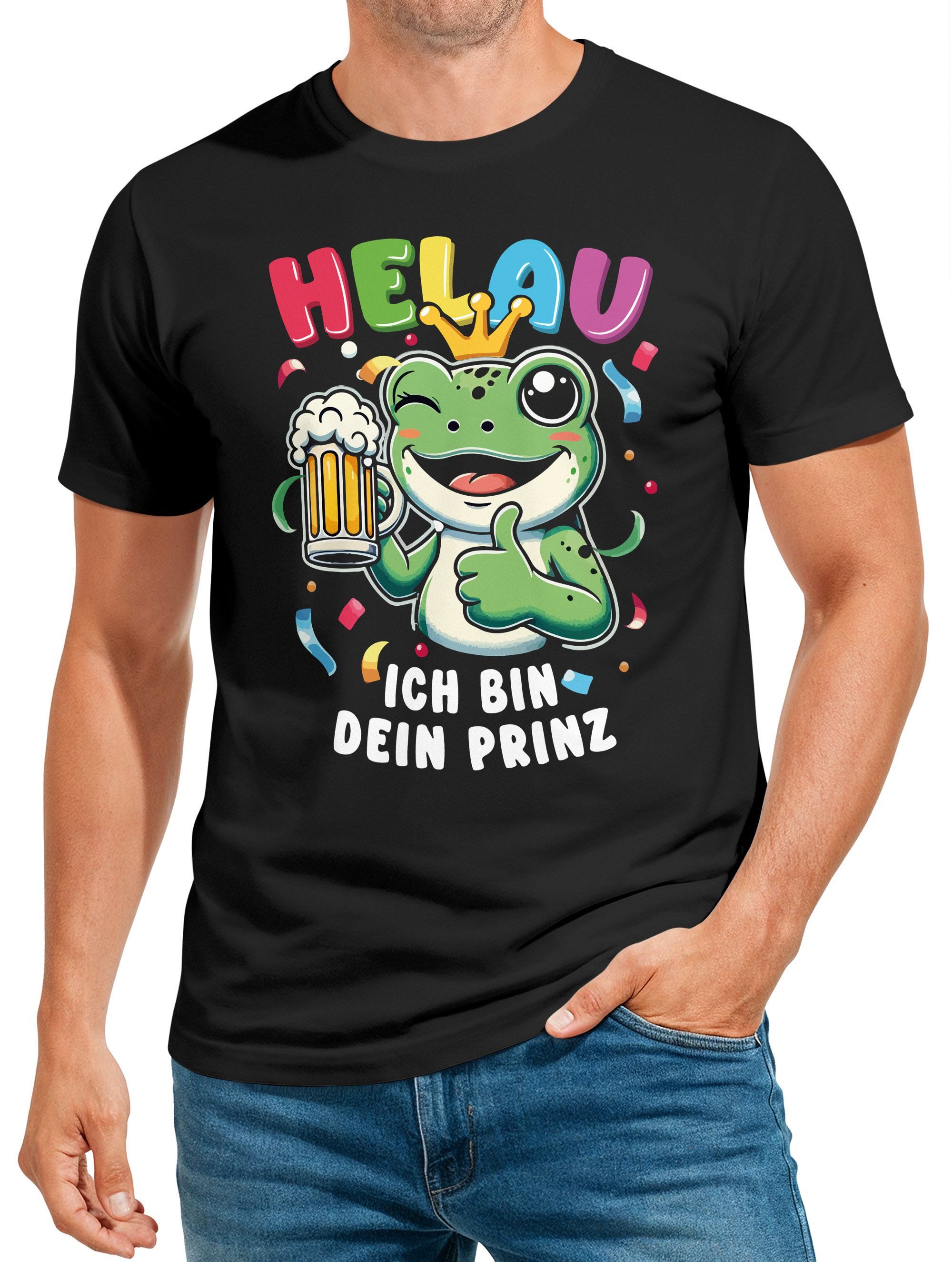 Print-Shirt Herren T-Shirt Fasching Karneval Kostüm-Ersatz Verkleidung Helau ich