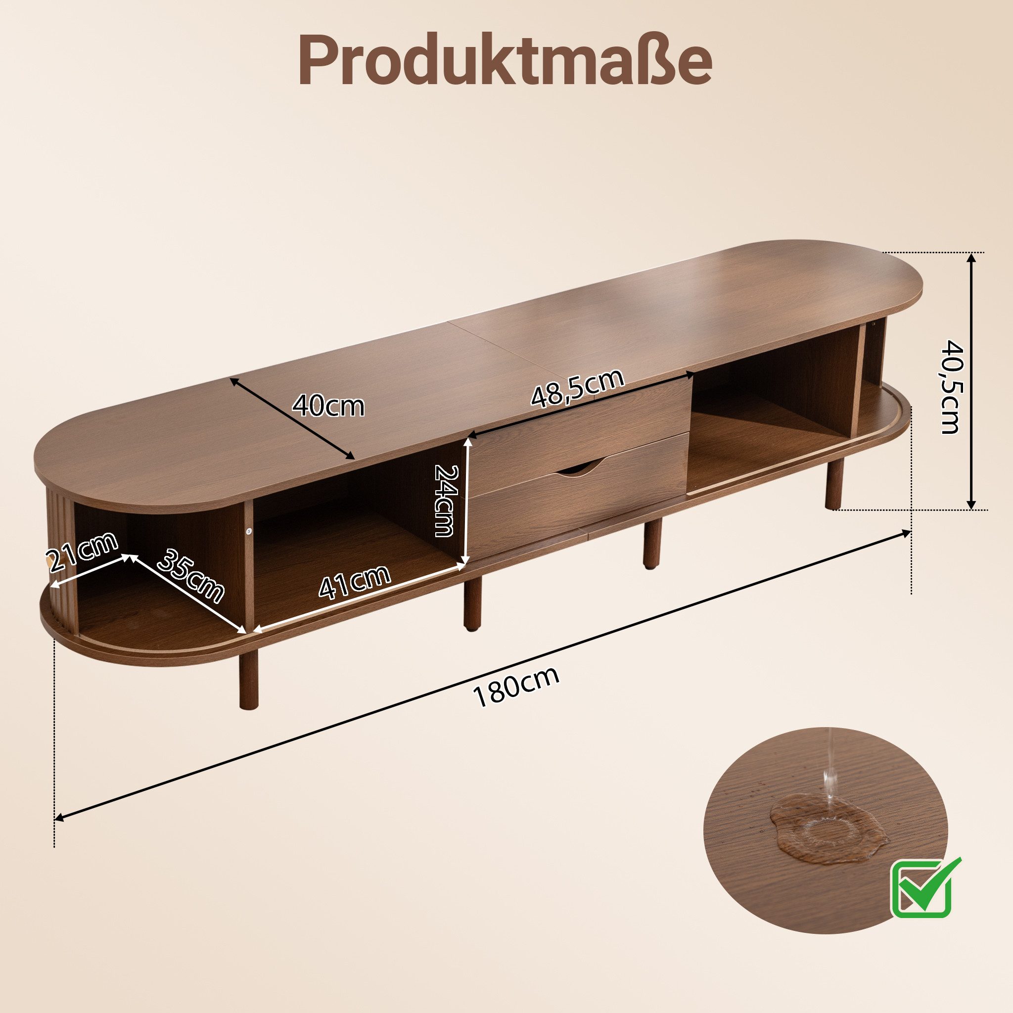 Thanaddo Lowboard TV-Schrank Fernsehschrank mit Schubladen, Multifunktional günstig online kaufen