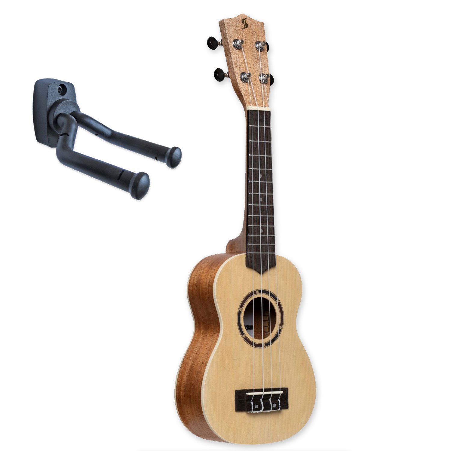 Stagg Stagg Ukulele US-30 Sopran-Ukulele mit Tasche und Wandhalter, Sopran-Ukulele, 1-St., Sopran-Ukulele, Vorteils-Set mit Tasche und Wandhalter
