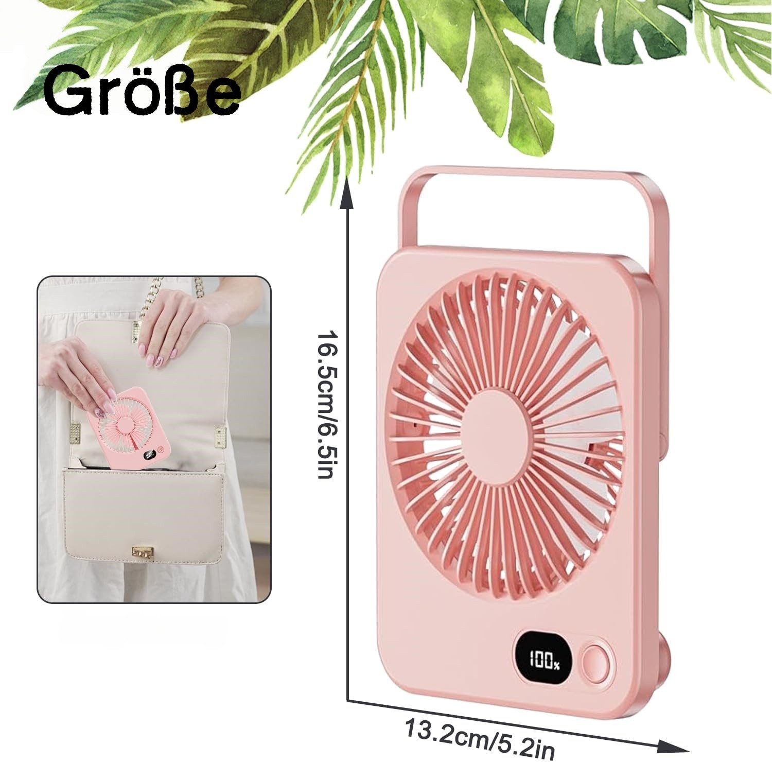 Bomiclss Mini USB-Ventilator Tischventilator Leise, Tisch Ventilator Tragbar, Tischventilatoren mit LED-Anzeige, 180° Klappbarer USB Ventilator