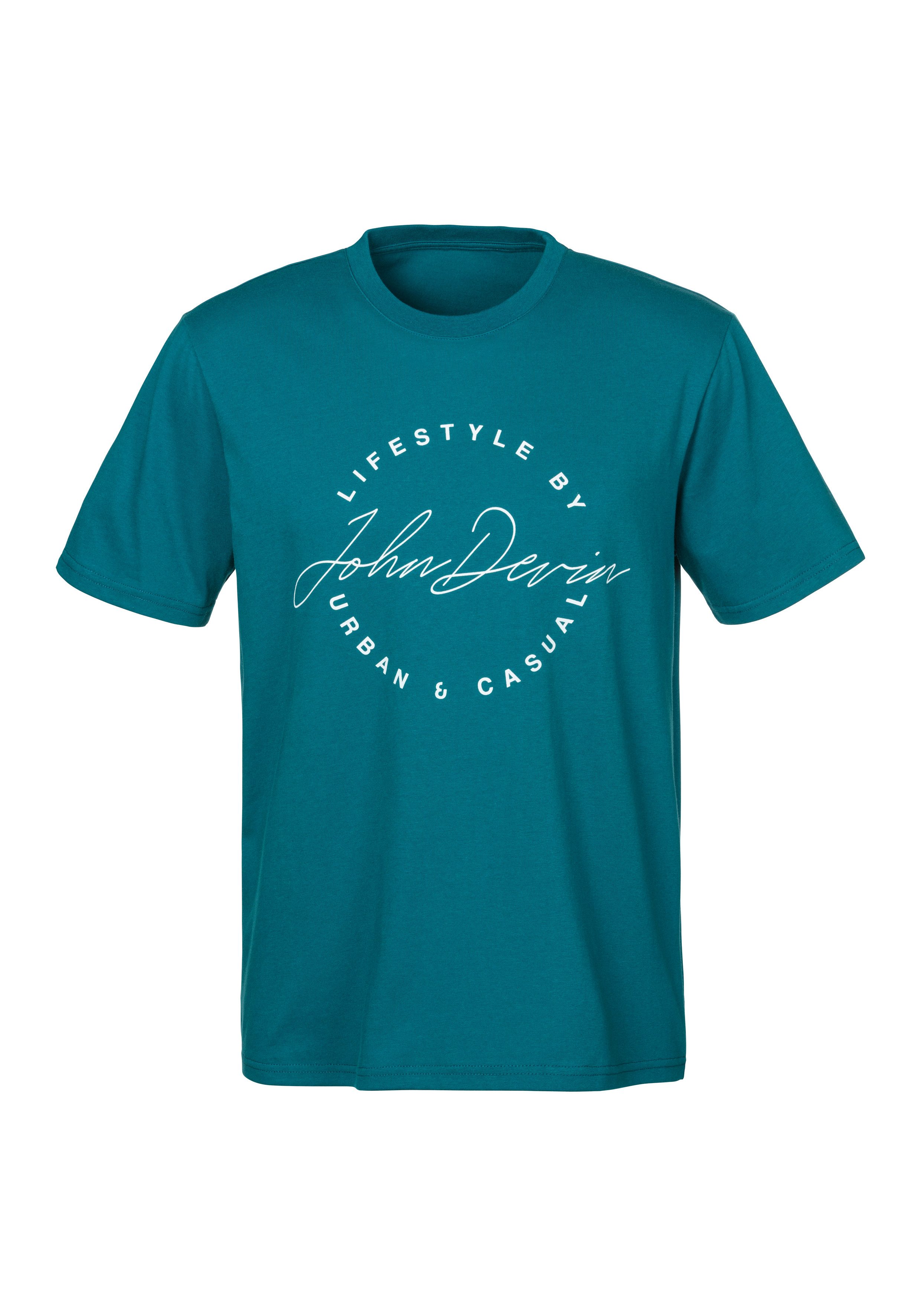 John Devin T-Shirt Rundhalsshirt mit Print aus reiner Baumwolle – Bild 2 von 4