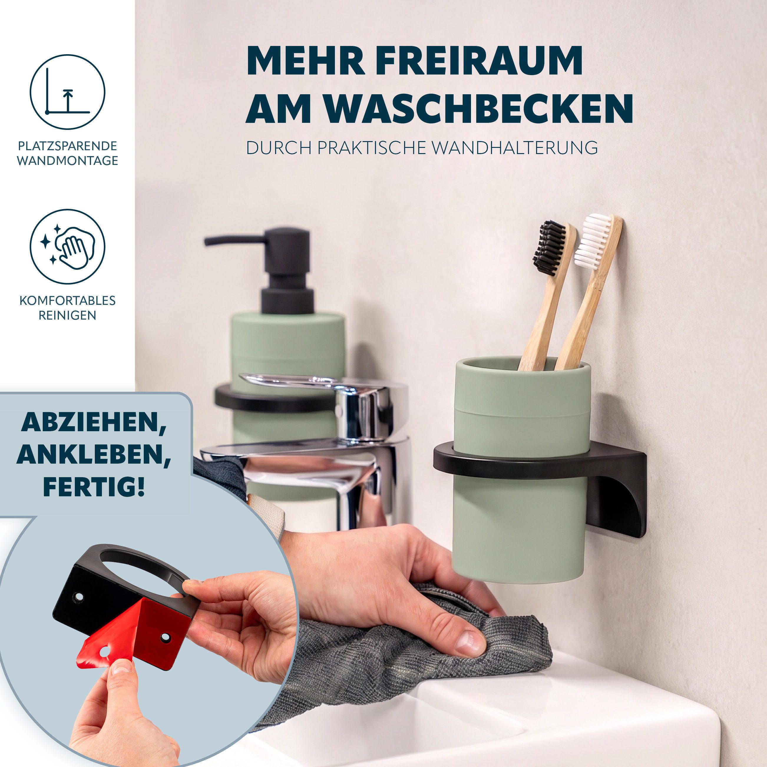 bremermann Zahnputzbecher rund, SAVONA Soft-Touch inkl. Wandhalterung, (1-St)