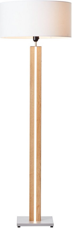 Brilliant Stehlampe Magnus, Dimmfunktion, ohne Leuchtmittel, 155 cm Höhe, Ø  45 cm, LED-Dekolicht + E27, Holz/Textil, holz hell/weiß