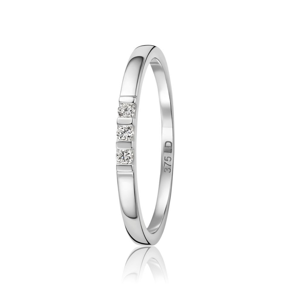 Miore Diamantring Trilogy für Damen in 9K (375) Weißgold mit 3 Diamanten ges. 0,05 ct, in Stangenfassung - Echtgold