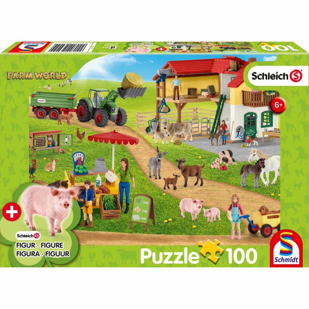 100 Puzzle Schmidt Puzzleteile und Hofladen, Schleich Spiele Farm Bauernhof World