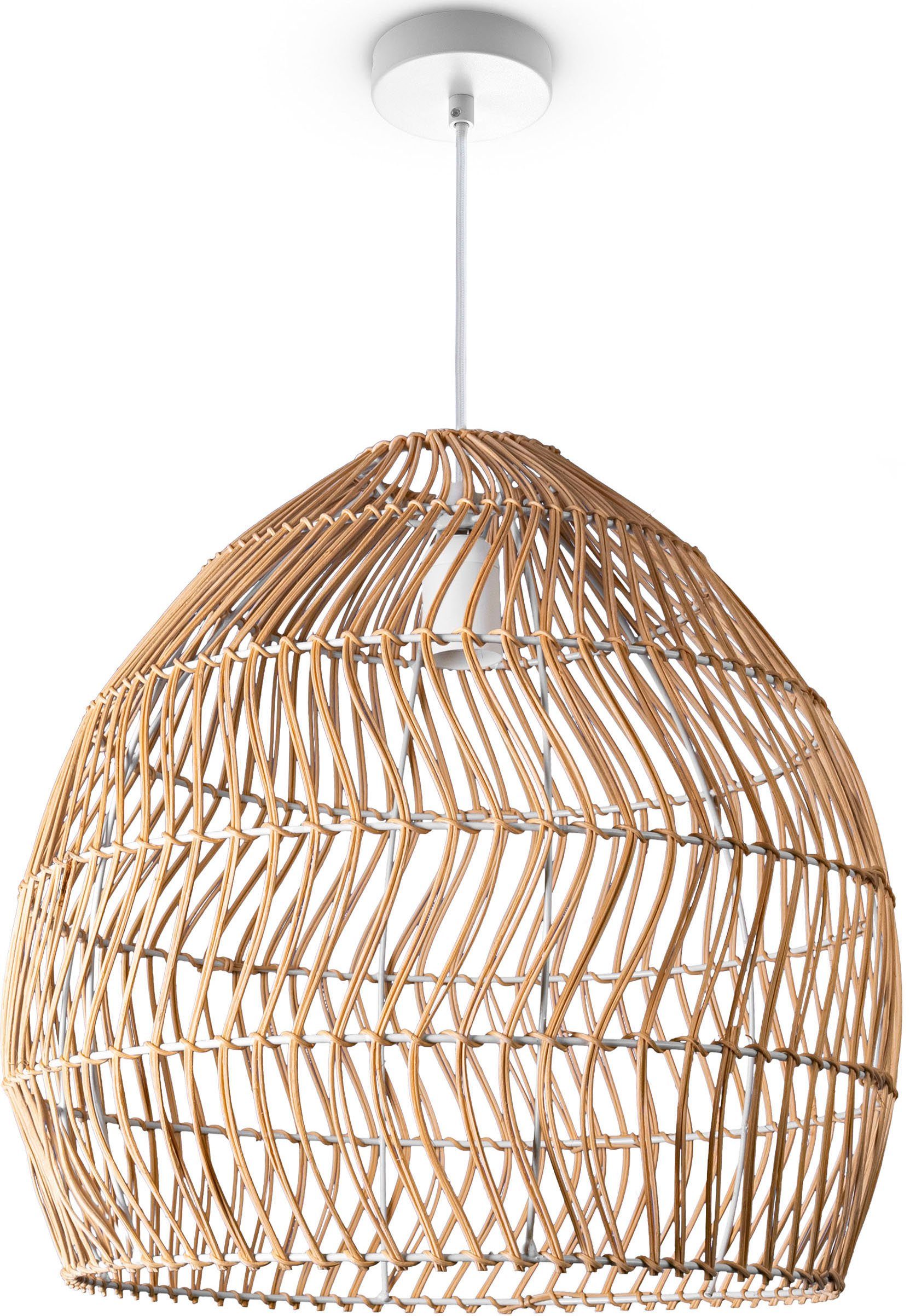 Paco Home Pendelleuchte ORNA, ohne Leuchtmittel, Pendellampe Rattan Korb Boho Modern Esszimmerlampe Natur Vintage E27 | Pendelleuchten