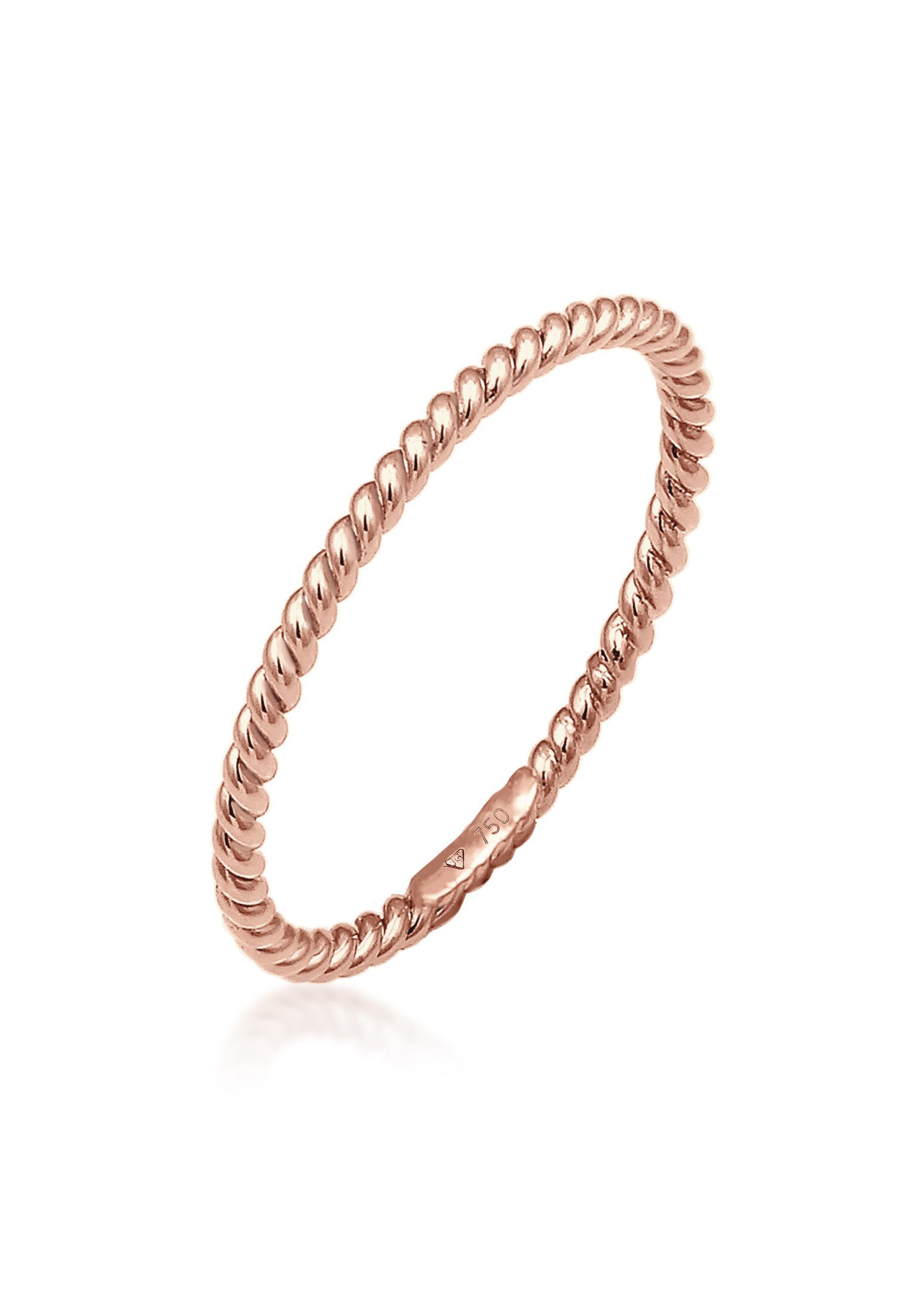 Elli Premium Fingerring Twisted Gedreht Basic Minimal Look 750 Roségold, Twisted