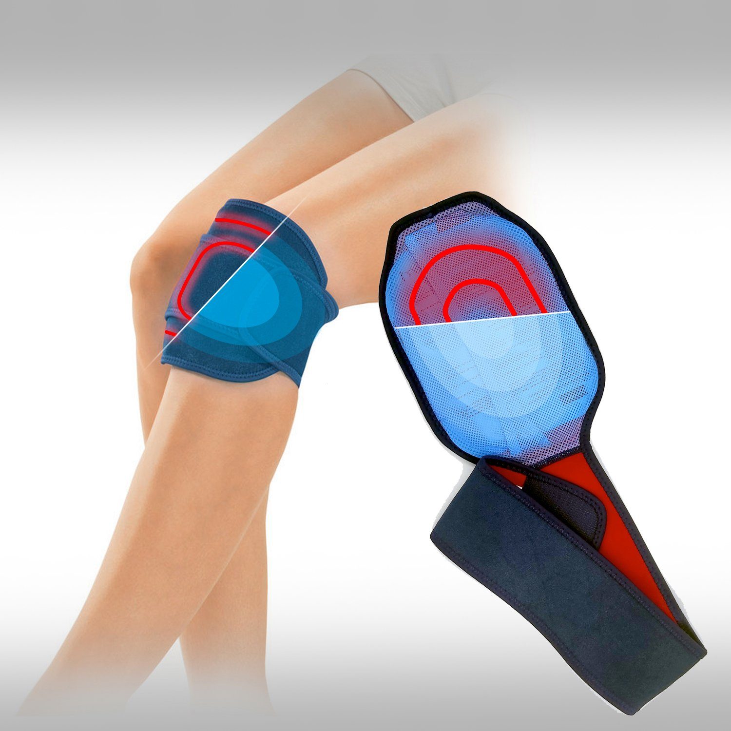 DM-Handel Kalt-Warm-Kompresse Wärmegürtel mit Gel Kompressor Wärme-Kälte Therapie, Fuß oder Armgelenk Set, 80 cm, Neoprengürtel, Wiederverwendbar, zum abkühle und aufwärmen geeignet, waschbar