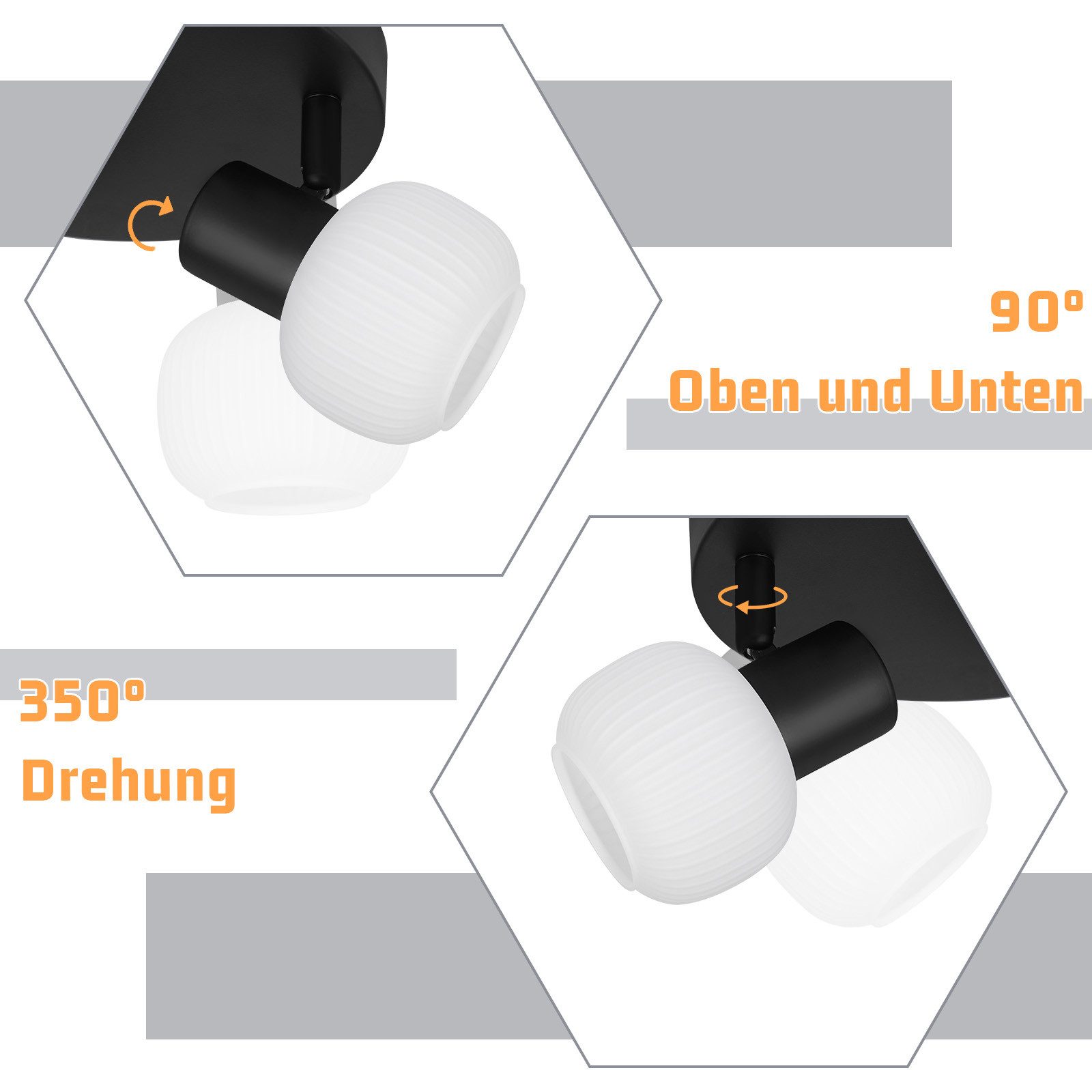 ZMH Deckenstrahler 2/3/4 Flammig E14 Glas günstig online kaufen