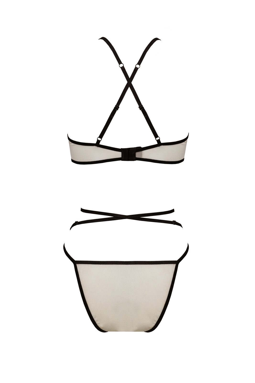 Passion Set: Bügel-BH Reizwäsche-Set Chika beige BH + Slip mit Riemen (Set)