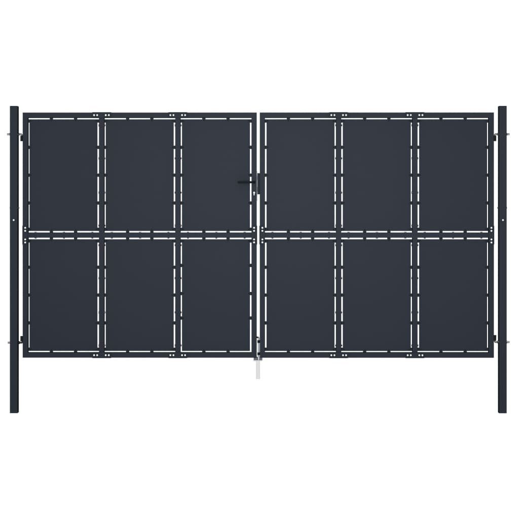 vidaXL Gartentor 400 x 175 cm Gartentor Stahl 400x175 cm Anthrazit Zauntor