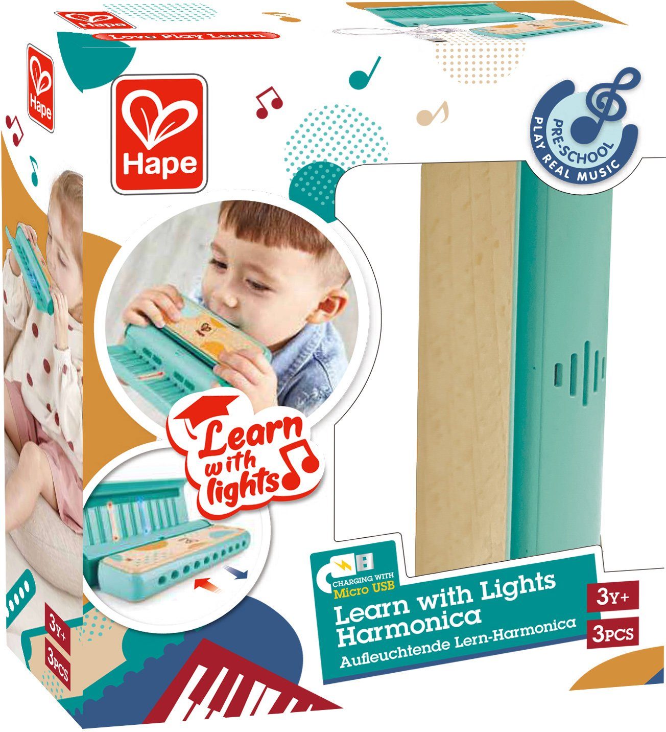 Hape Spielzeug-Musikinstrument Leuchtende Lern-Harmonica günstig online kaufen