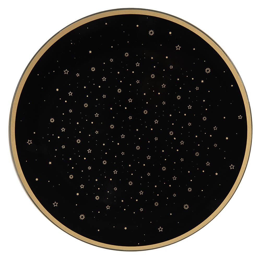Clayre & Eef Тарелка для завтрака Deko Тарелки Ø 33 cm schwarz gold Sterne, Deko Тарелки Ø 33 cm schwarz gold Sterne