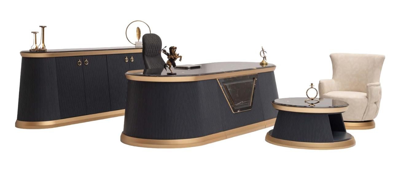 Xlmoebel Büromöbel-Set Designer 4tlg. Arbeitszimmer Set mit Arbeitstisch und Kommode, (Schreibtisch, Kommode, Sessel, Couchtisch), Made in Europa