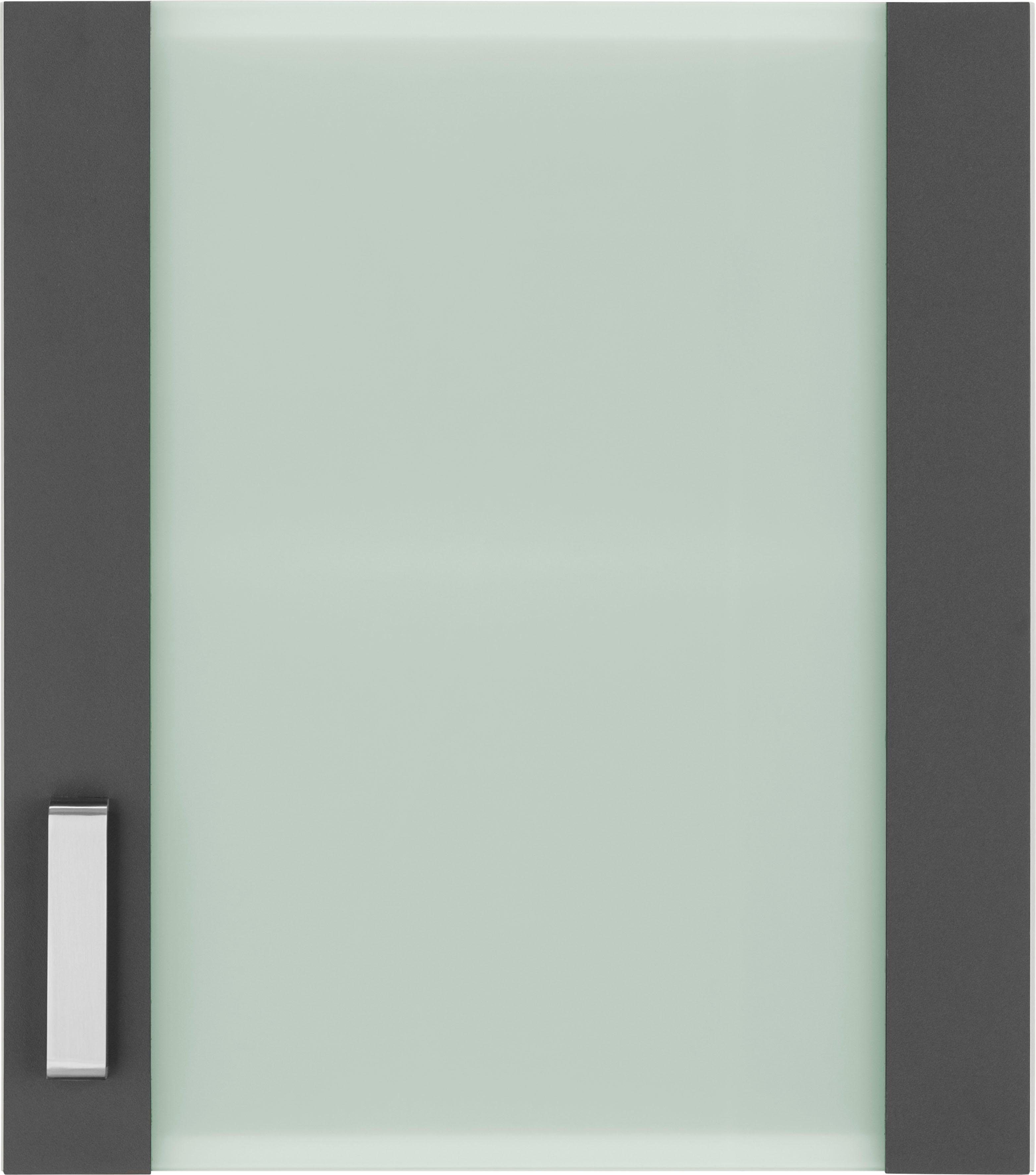 wiho Küchen Glashängeschrank Husum Front mit Glaseinsatz anthrazit/weiß