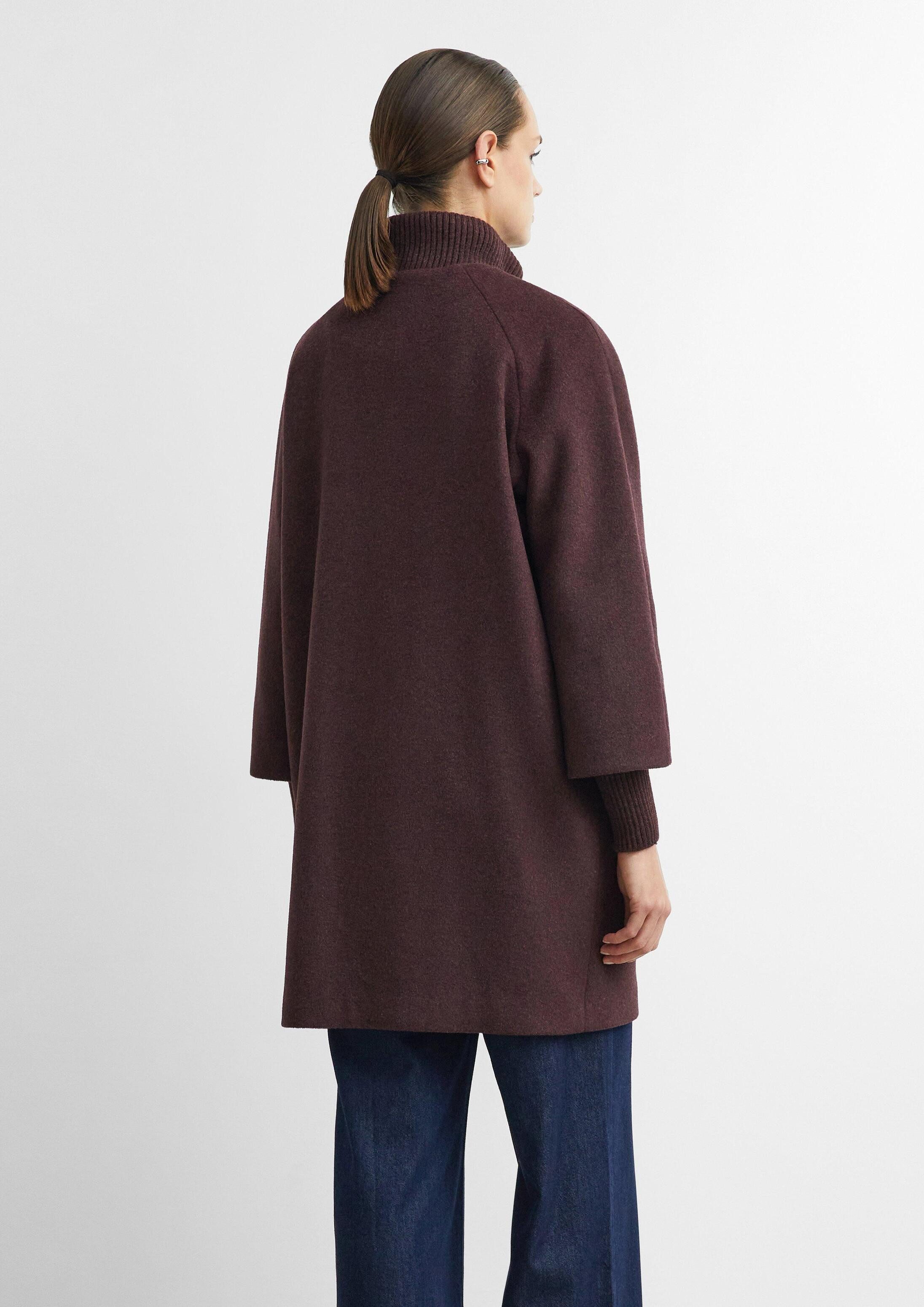 comma Wintermantel Outdoor-Mantel Cape-Mantel aus Wollmix mit Ripp-Details