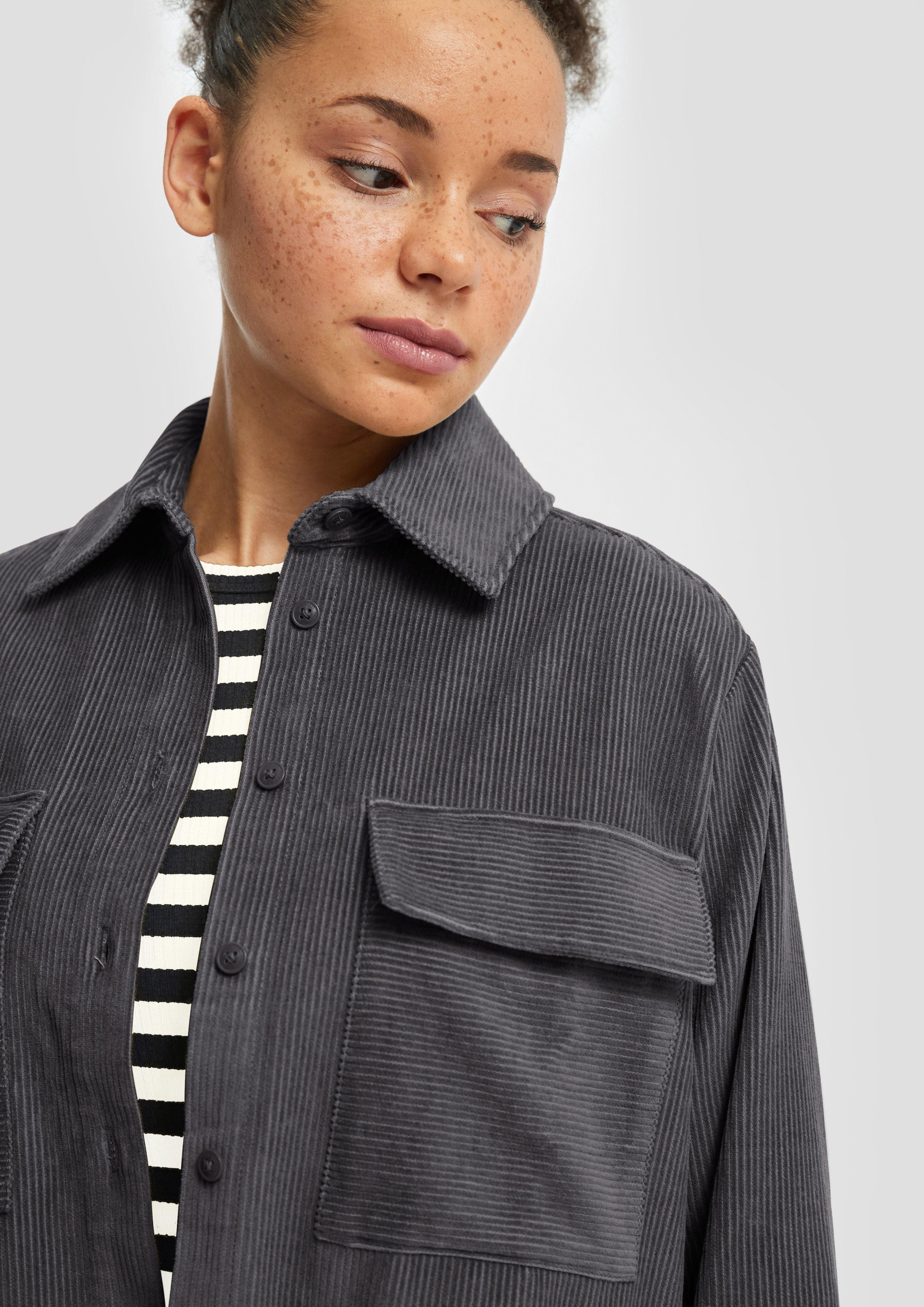 QS Langarmbluse Cord-Overshirt mit Brusttaschen günstig online kaufen