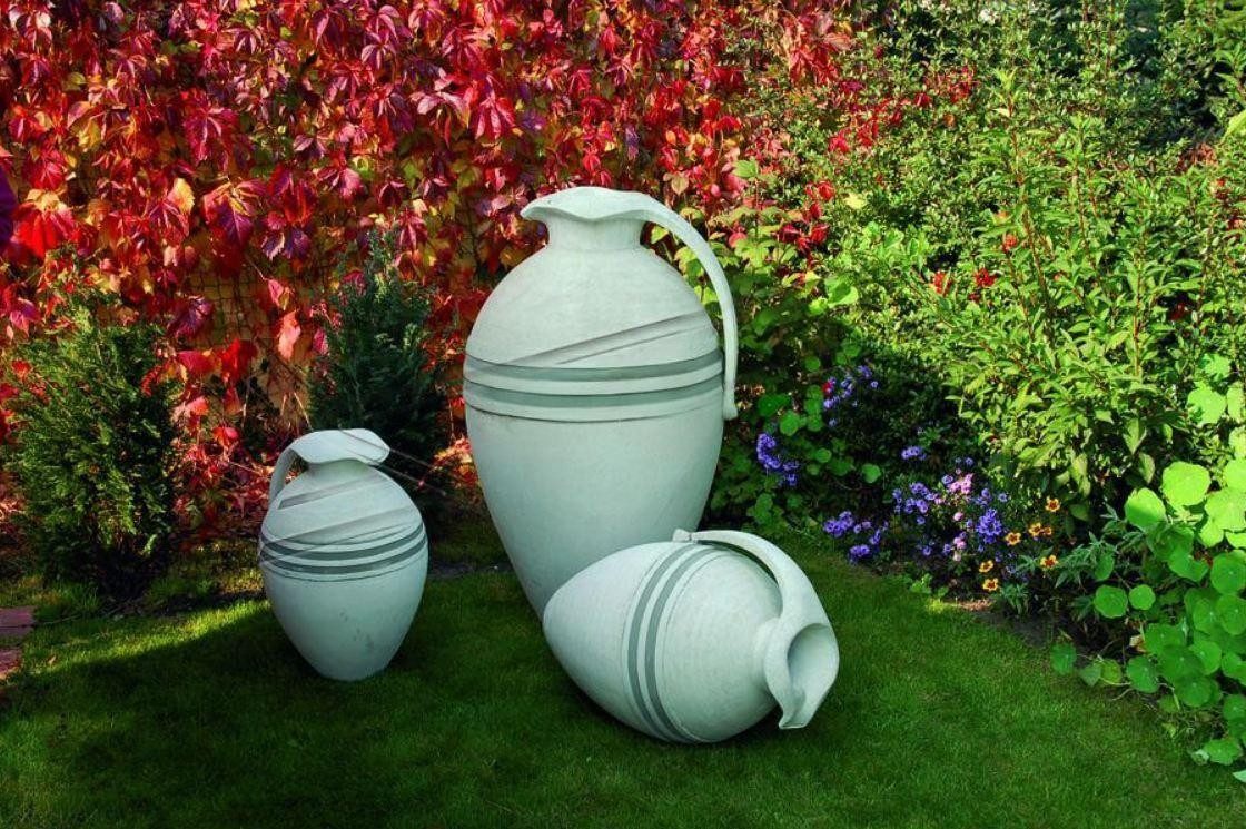 JVmoebel Dekovase Blumenkübel aus Keramik in Grau mit dekorativem Design, Made in Europa